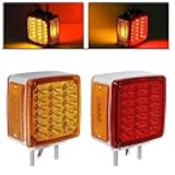 Pair of 39 LED Double Side Turn Signal Lights | Amber/Red Fender Marker & Clearance Lights for Semi Truck | Left & Right Hand Compatible
