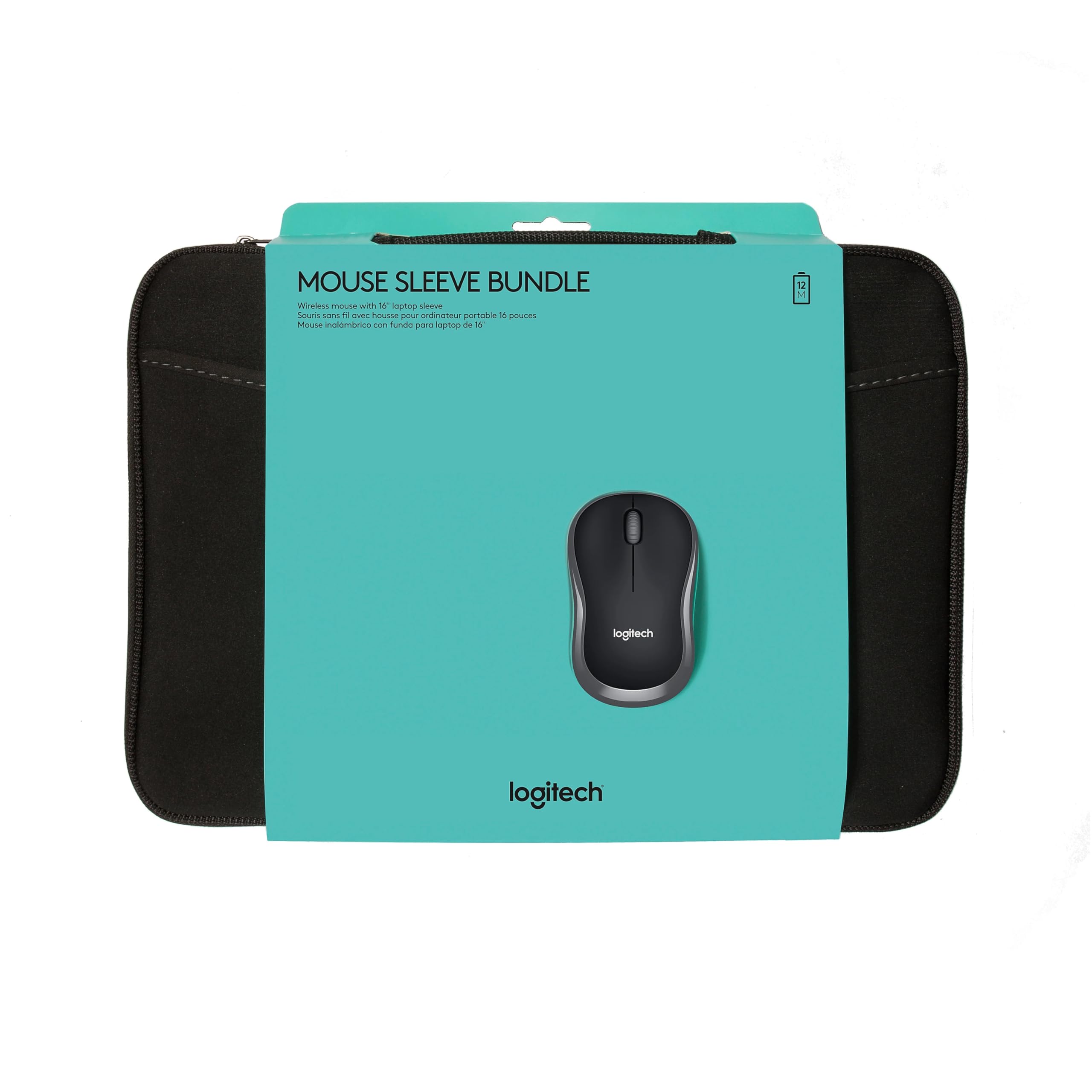 Logitech Bundle Wireless Mouse M185 – Black & 16” Sleeve (Black)