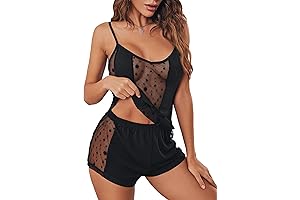 Women's Two-Piece Polka Dot See-Through Mesh Pajama Set