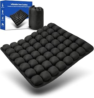 Inflatable Wheelchair Cushion for Pressure Relief - Self-Inflating Seat Pad for Mobility Scooter, Office Chair & Airplane Travel - Portable Cushion for Sciatica & Tailbone Pain Relief (No Pump Needed)