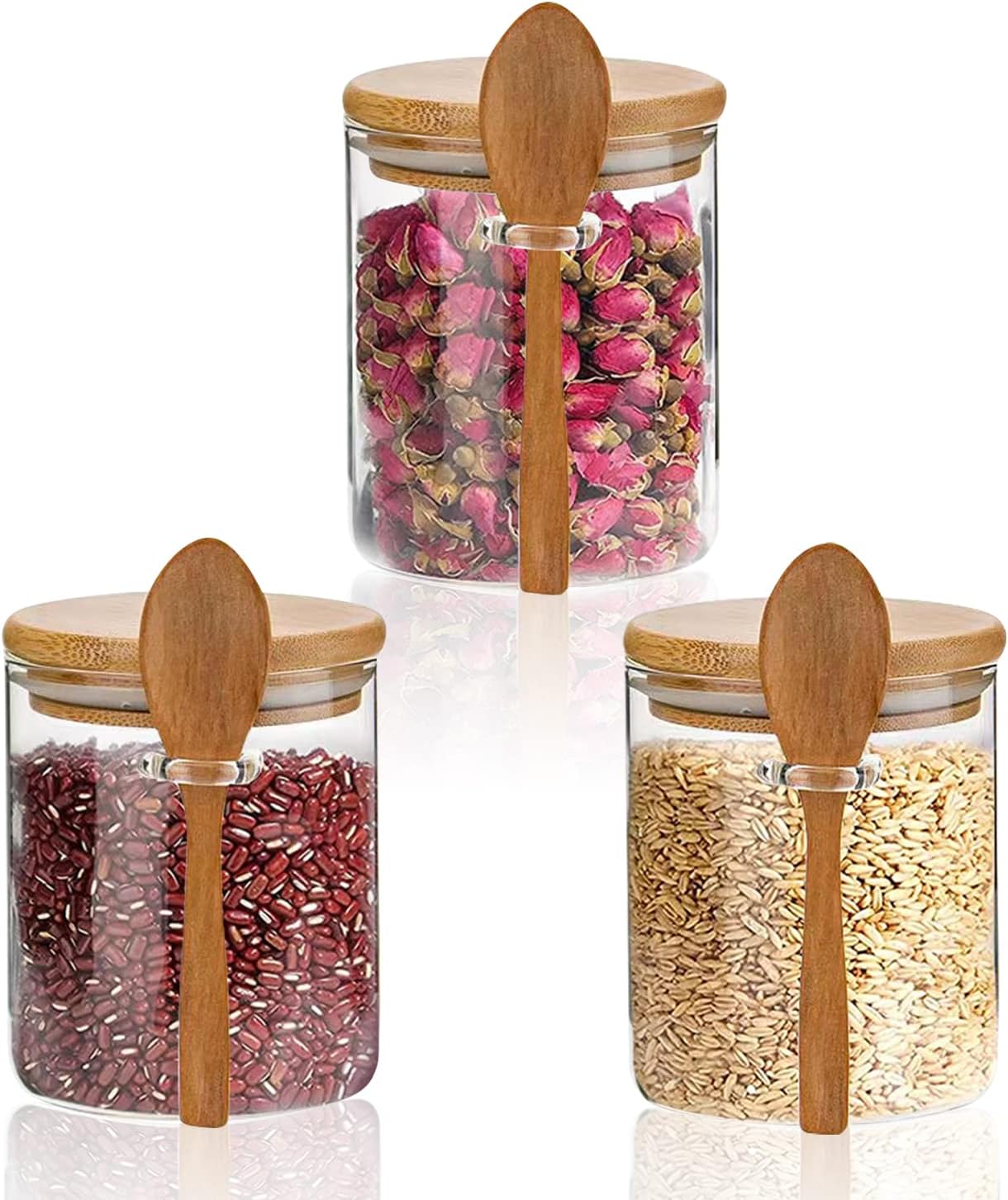 Glass Jars With Lids And Spoon,Storage Jars For Kitchen,Glass Storage