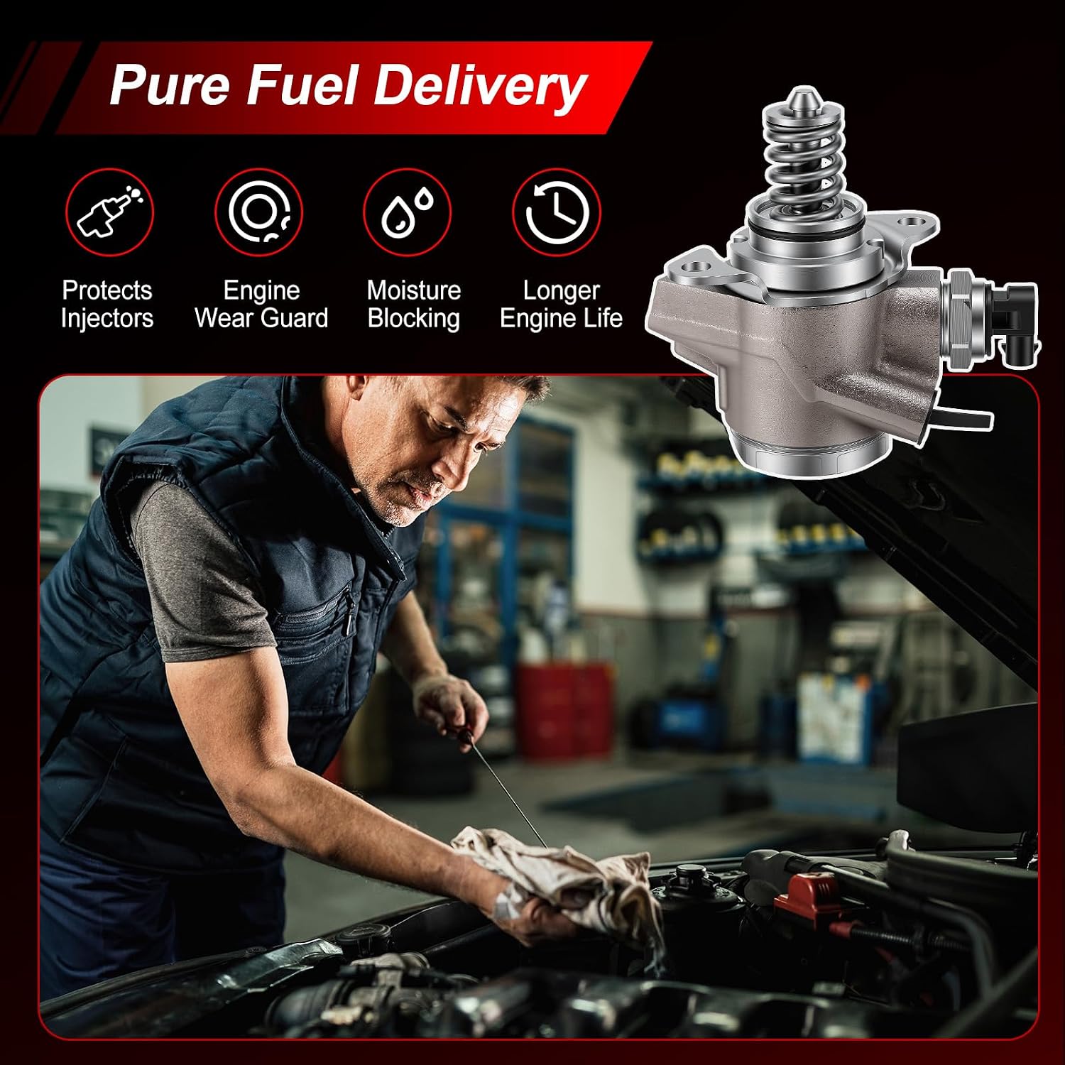 High Pressure Fuel Pump Compatible with 2015-2016 Audi A3/Q3/TT & VW Beetle/CC/EOS/GTI/Jetta/Passat 2.0L TSI – Replace# 06H127025M, 06H127025P, 06H127025N, 06H127025E, 06H127025G, 06H127025K