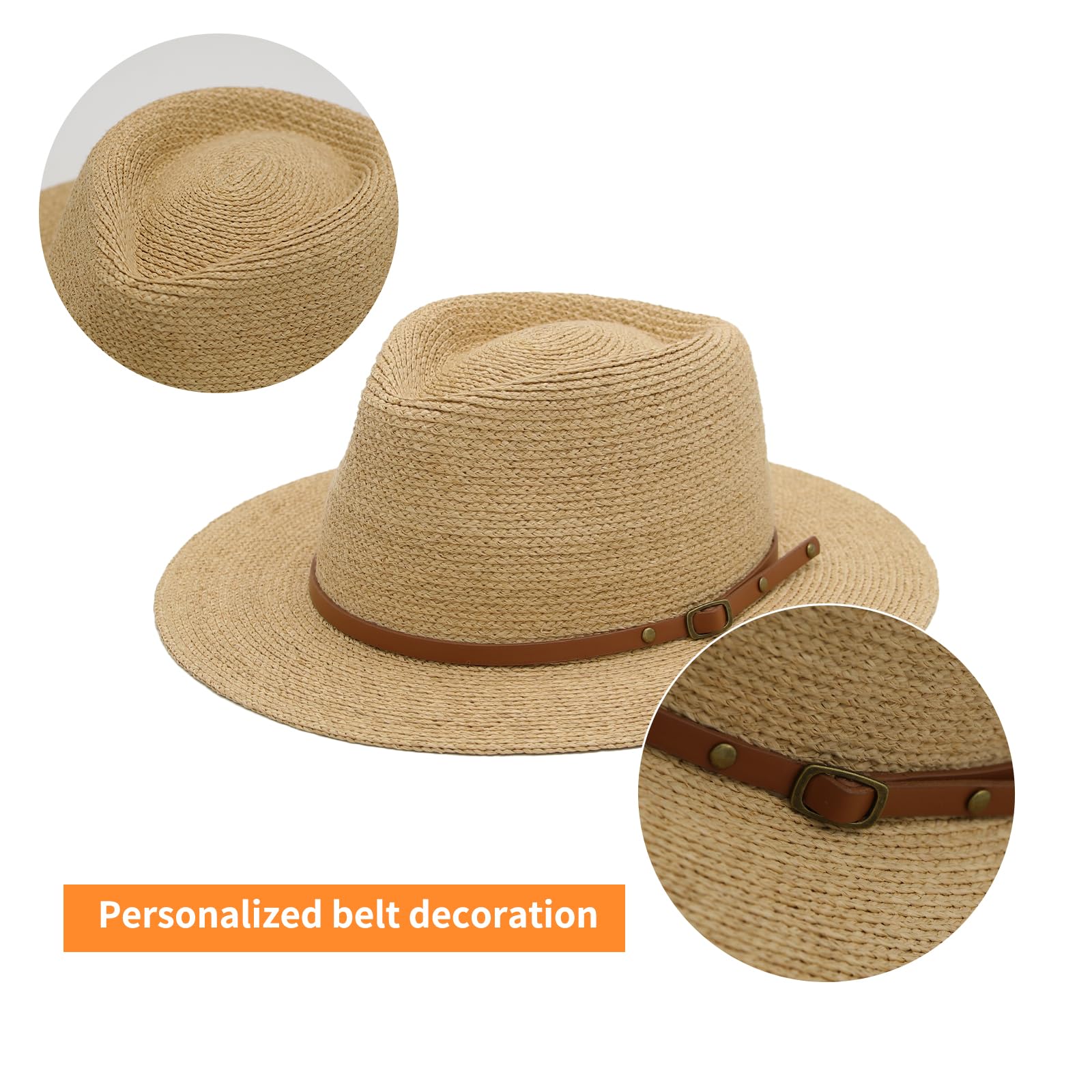 Sombrero Panamá para mujer, sombrero de rafia, sombreros de playa, sombrero de paja de ala ancha