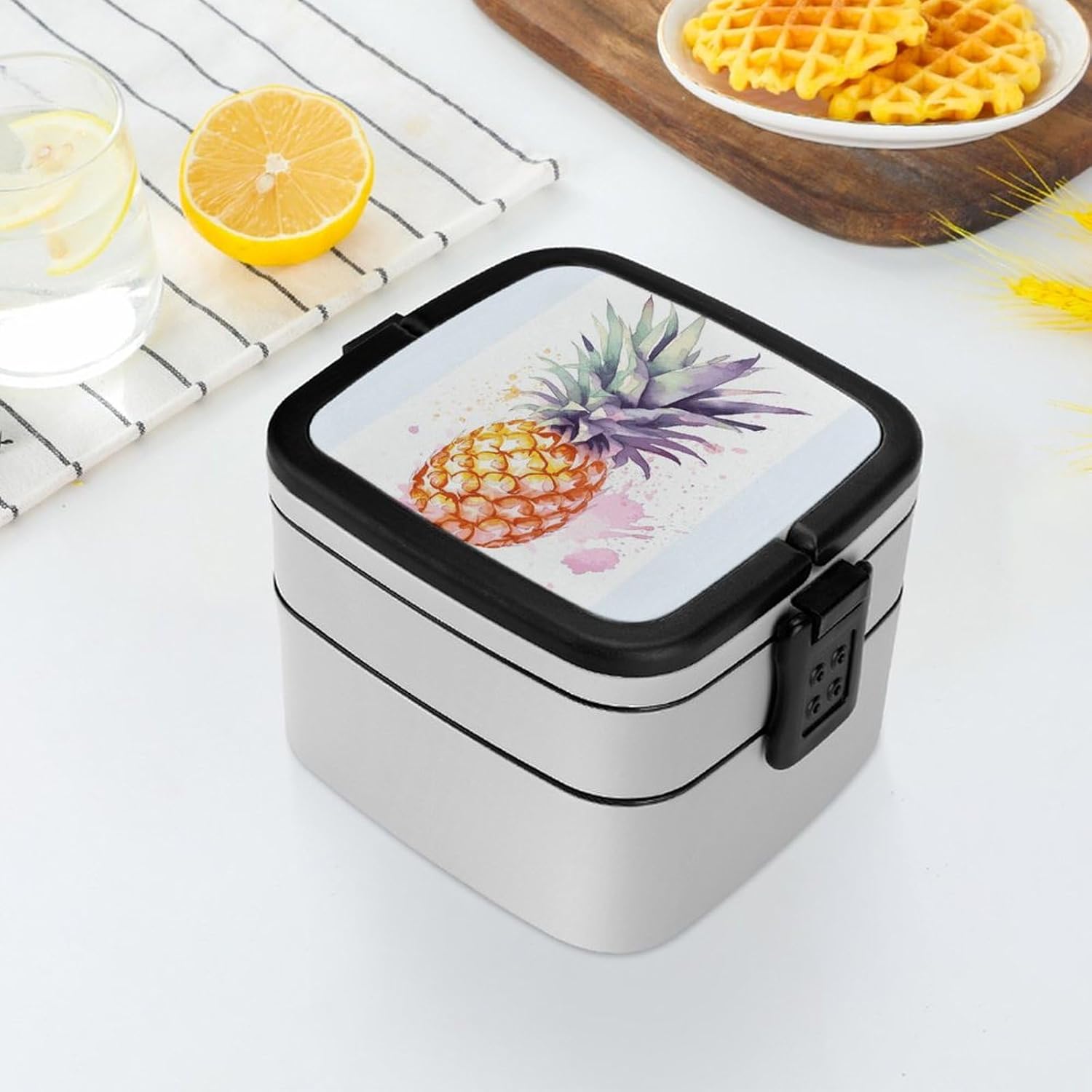 Adults Lunch Box Adult Bento Box Stackable Bento Box BPA-Free Pineapple Lunch Box Food Container Ideal for Meal Prep, Work, And On The Go