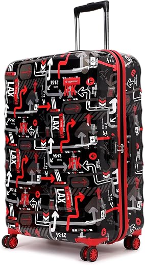 uppercase JFK (Large) 76Cm|Hardshellsided Check-in Inline Trolley Bag for Travel|Eco Polycarbonate Printed Luggage|Combina...