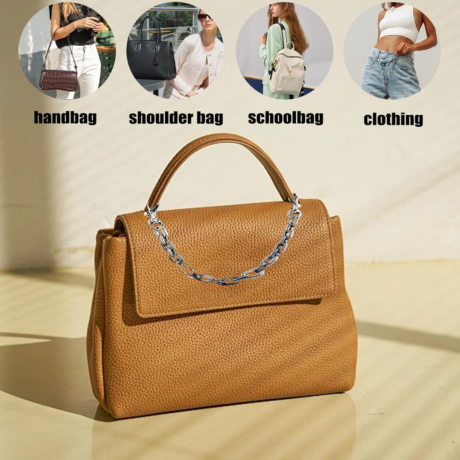 Metal letter Bag Charms Wallet Chain Keychains Purse Handbags Purse Chain Bag Strap Accessories For Women - Image 4