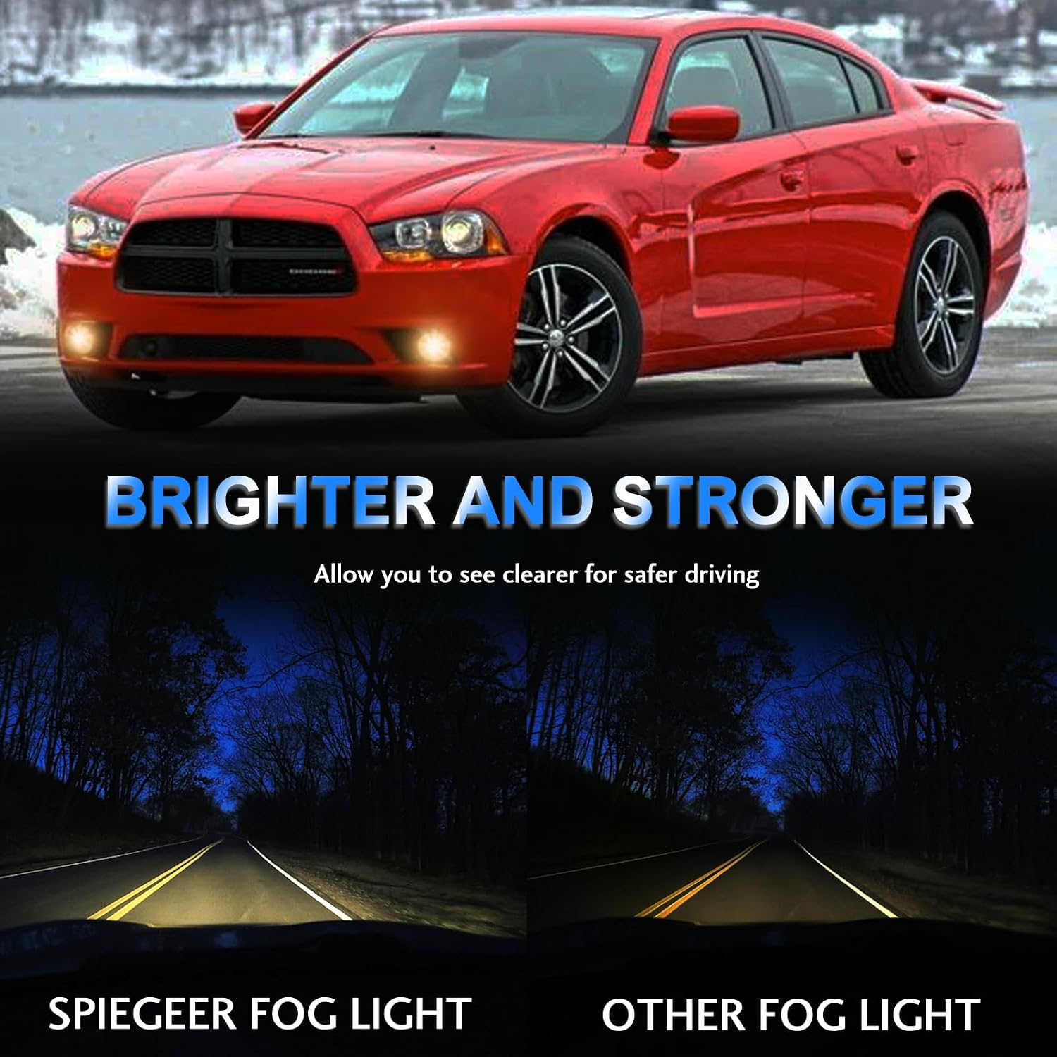 Fog Lights Assembly for 2011 2012 2013 2014 Dodge Charger Replacement Lamps Kit with H8 12V 35W Halogen Bulbs ​Clear Lens