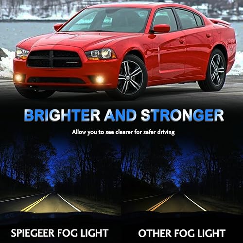 Miniatura 8 de Conjunto de luces antiniebla para Dodge Charger 2011 2012 2013 2014 Kit de lámparas de repuesto con bombillas halógenas H8 12V 35W lente transparente