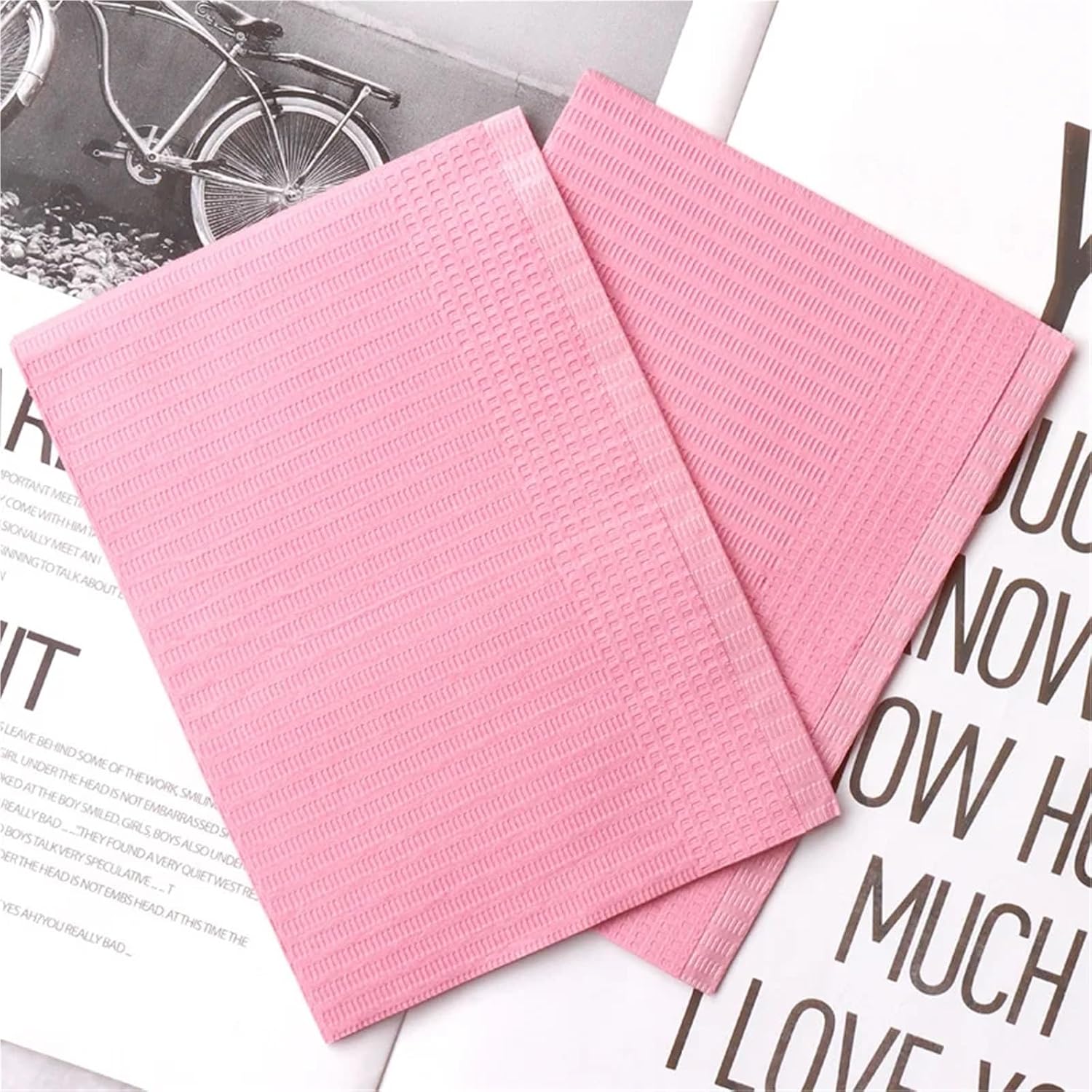 75Pcs Pink Disposable Manicure Pads 17 Inch 3-Ply for Nail Salon Tattoo Workstation