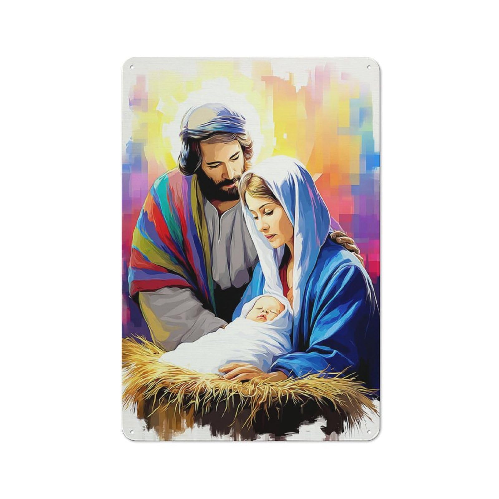 Junmoney Christmas Nativity Scene Metal Wall Art Sign 30X20cm, Vintage Vintage Wall Decor For Lounge, Study, Pub Or Wall Gallery