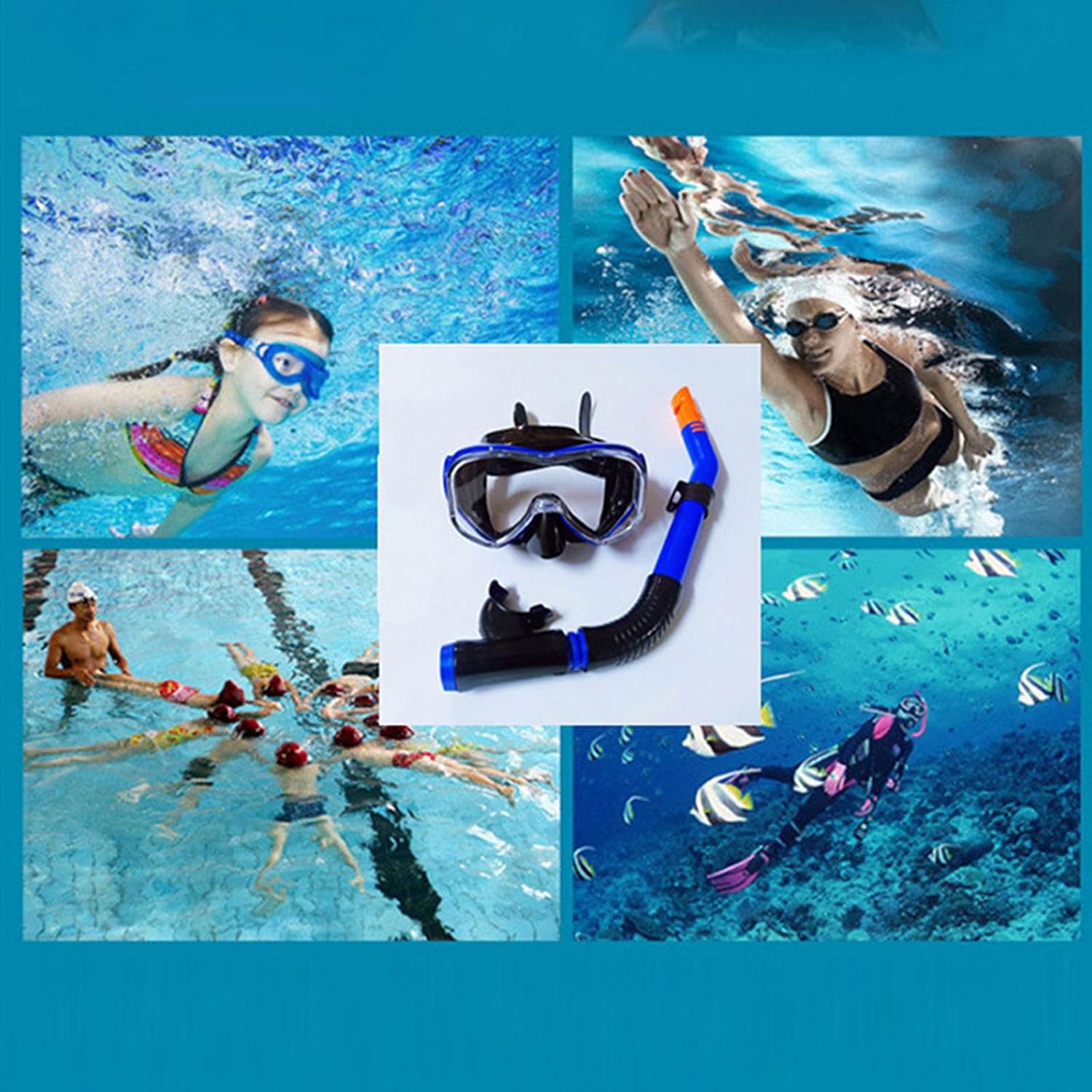 Oceans Diving Snorkels with Adjustable Strap Comfortable Professional for Adults and Teens
