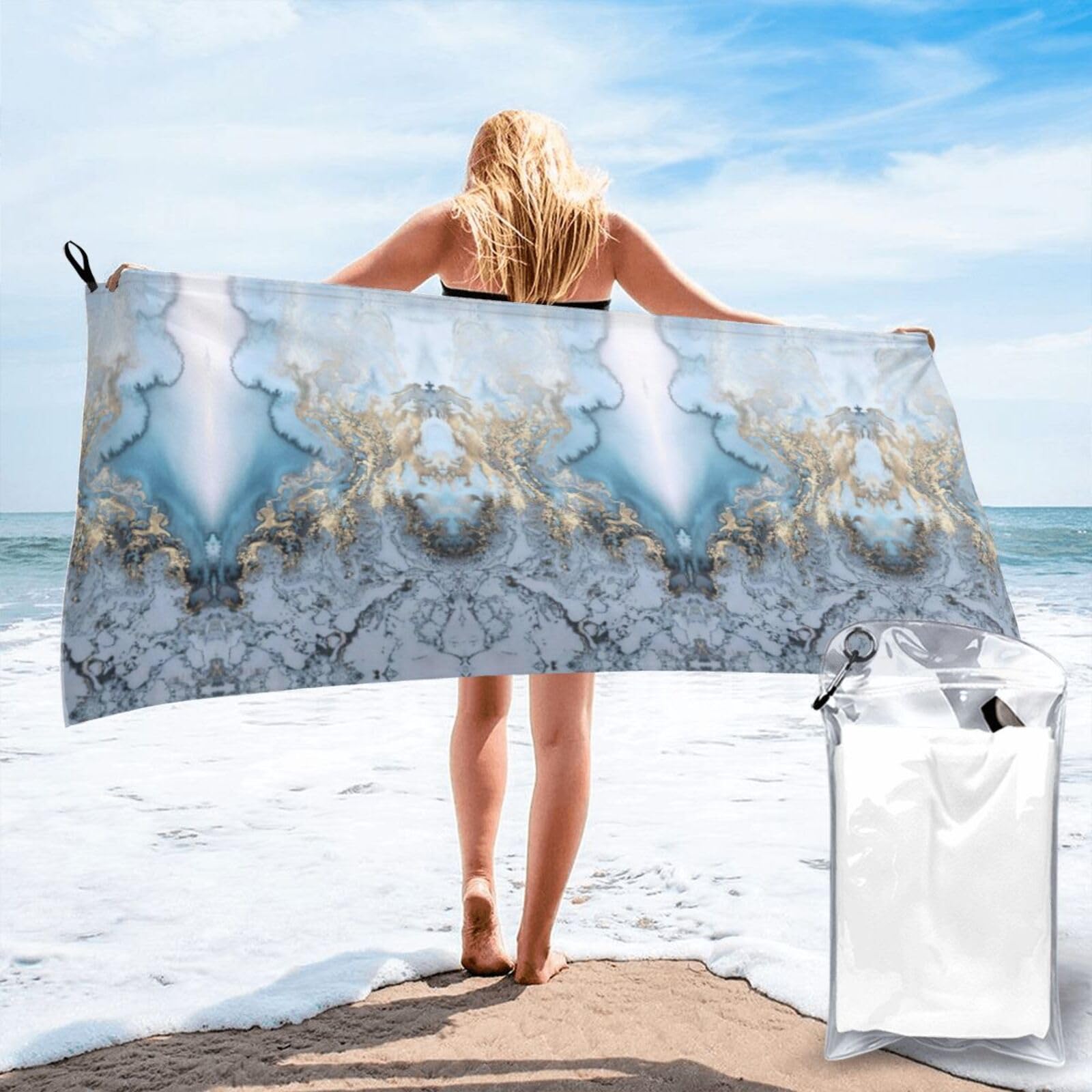 WYCZHY Marble. Print Beach Towel Soft Quick Dry For Spa Pool Gym Vacation Travelers Women Men Adults Sauna Gift