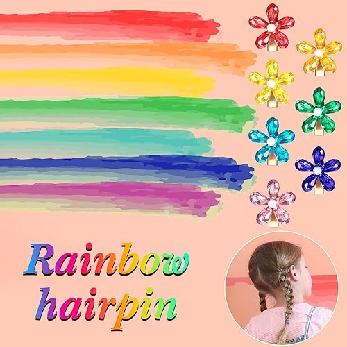 Miniatura 2 de 14 pinzas para el cabello con flores, pequeñas perlas, de cristal de cocodrilo, mini pinzas decorativas para el cabello, pasadores elegantes para el