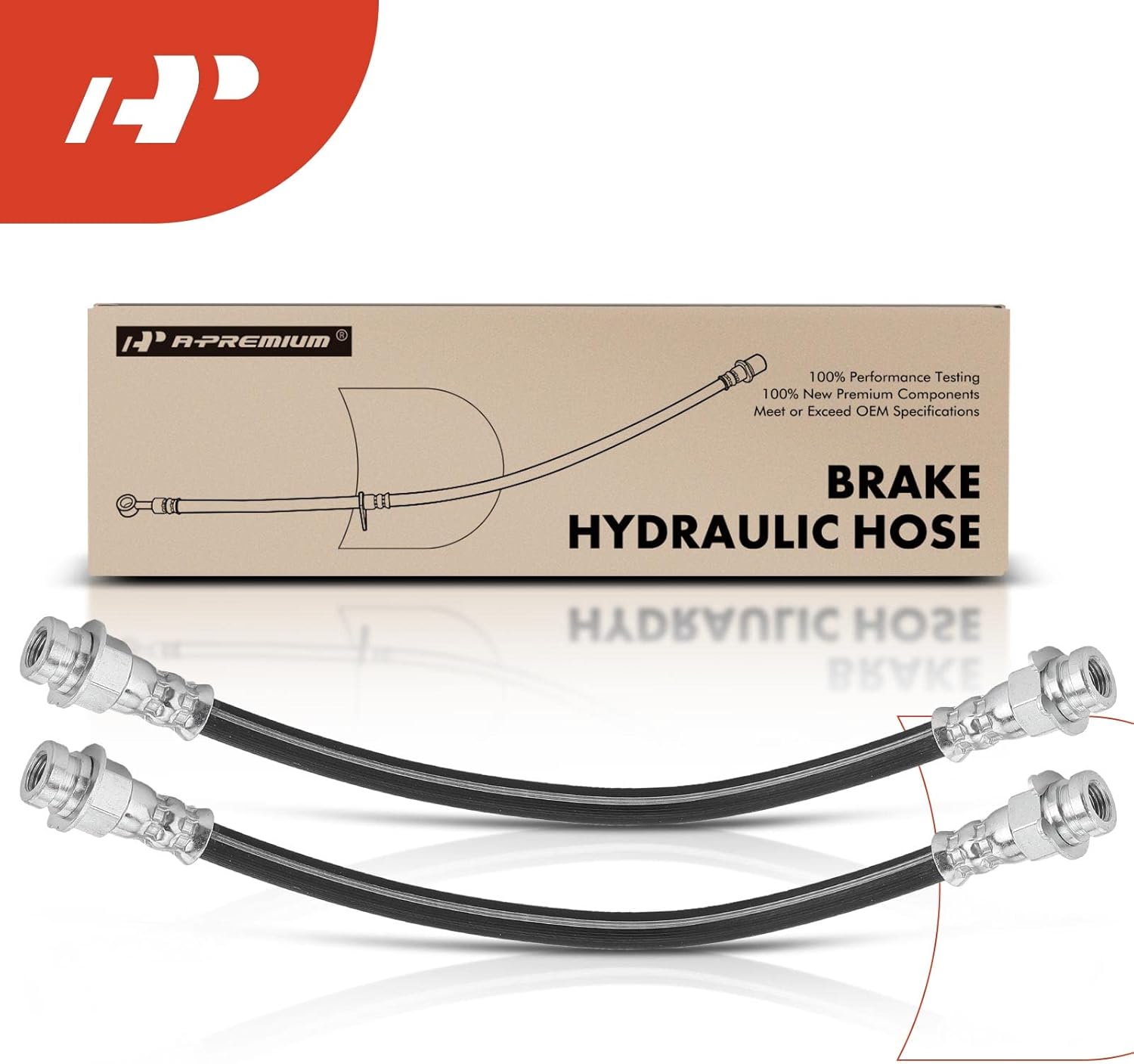 A-Premium Front Driver and Passenger Brake Hydraulic Hose Compatible with Jeep Models - CJ5 1966-1971, CJ5A/CJ6A 1966-1968, CJ6/Jeepster 1996-1971, with 10 inch Brakes - Replace# J0937347(Pack of 2)