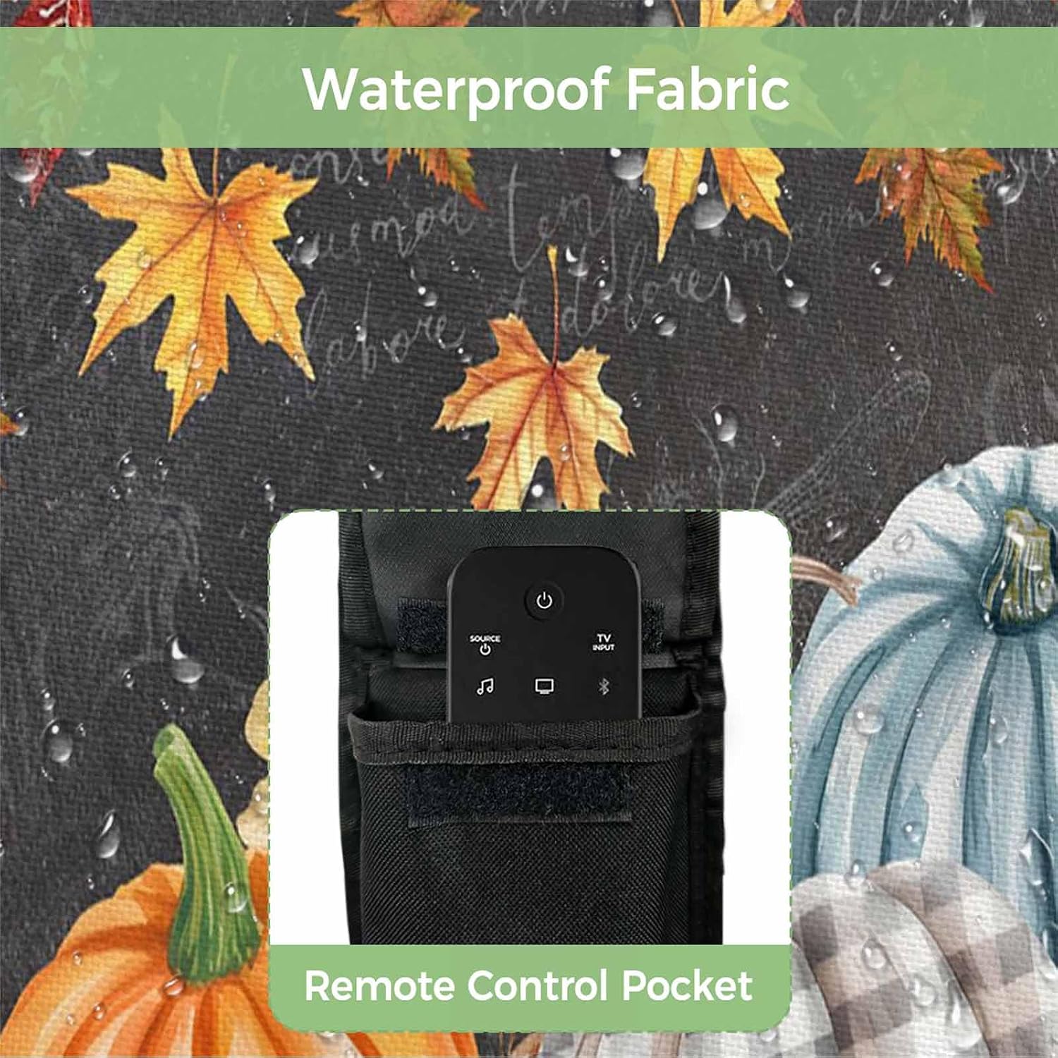 Pumpkin for Thanksgiving Outdoor TV Cover Maple Leaf Fall Vintage Black Waterproof and Weatherproof 70"-75" LCD Movable Shield TV Display Screen Protector Outside Television Covers 68"Wx42"H