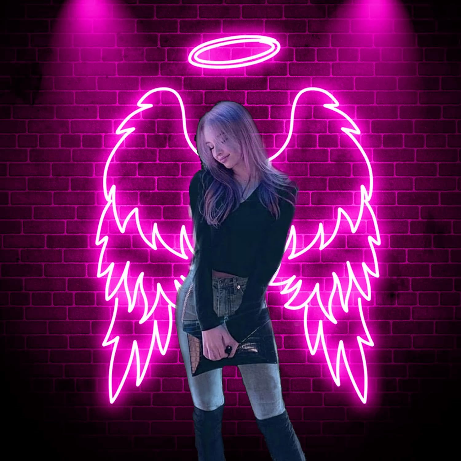 3Pcs -Angel Wings Neon Sign for Wall Decor, Custom Large Angel Light Signs, Party Decor, Party Backdrop, Bedroom Wall Sign, Bar Sign, Night Lights, Wings Neon led, Girl Room Decoration.Size:40inches-Pink