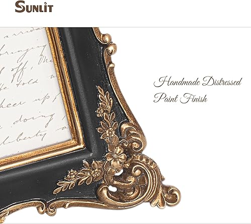 Miniatura 5 de Sunlit Marco de fotos vintage de 8 x 10 pulgadas, marcos de fotos antiguos de lujo con parte frontal de cristal, pantalla de fotos, colgar en la