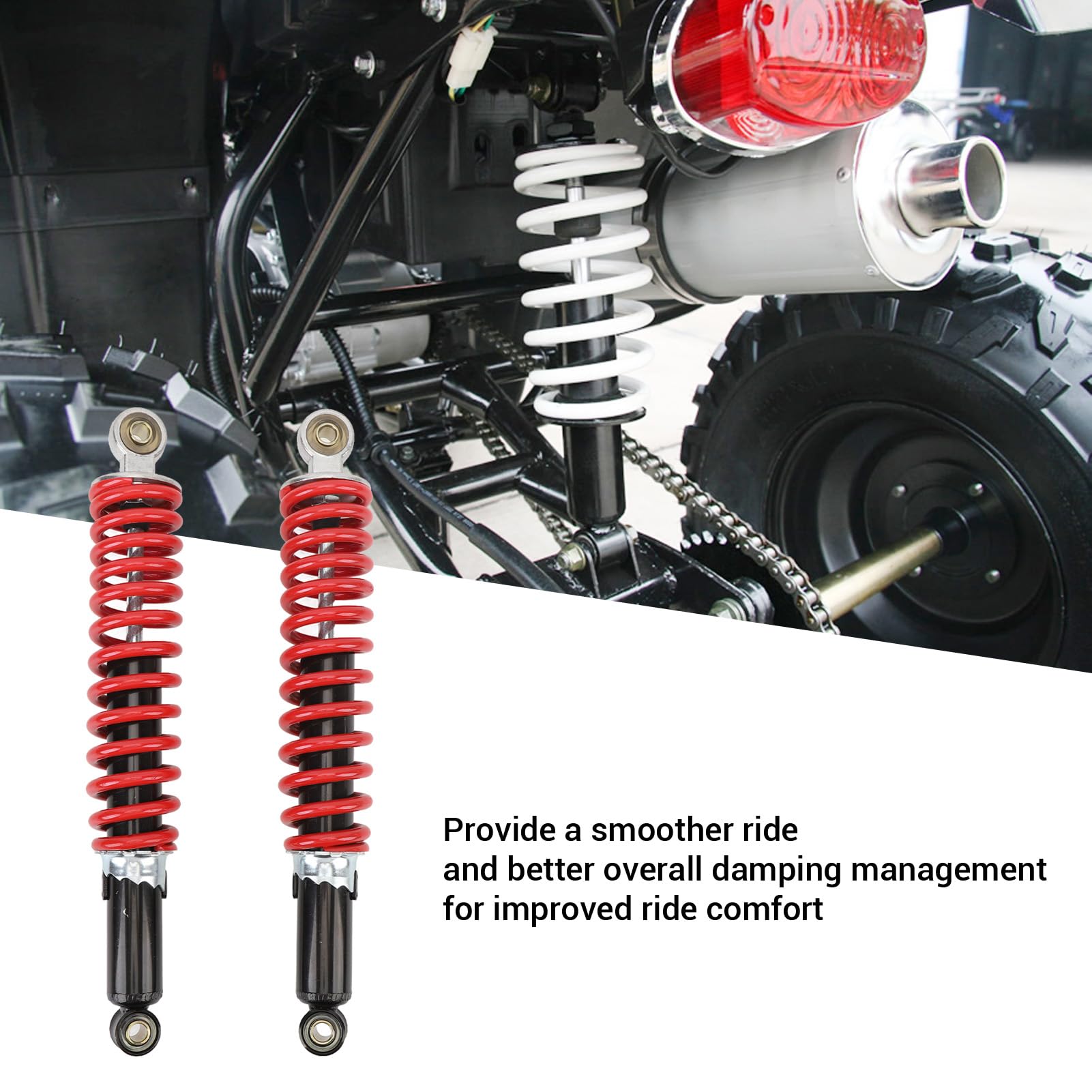 2 ammortizzatori universali 350 mm con molla ad alte prestazioni 8 mm, adatti per Dirt Pit Bike, ATV Quad e scooter 50 °C a 150 °C
