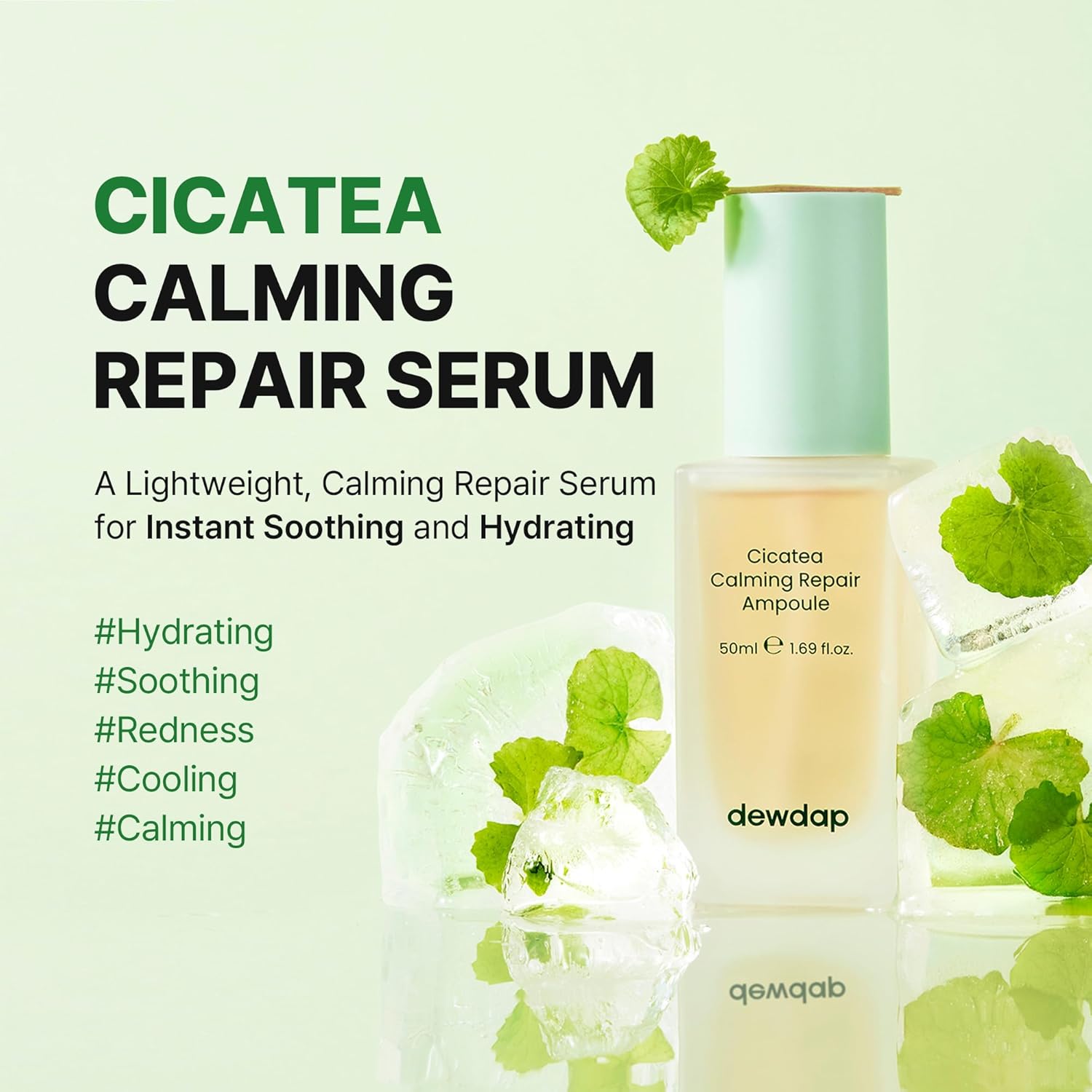 Cicatea Calming Repair Serum, Centella Ampoule, Soothing Moisturizing Serum with Panthenol for Sensitive Skin, Korean Skin Care (1.69 Fl Oz / 50ml) - Image 2