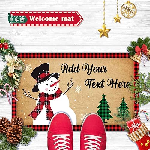 Miniatura 9 de Tapete de puerta de Navidad con nombre personalizado tapete de bienvenida para exteriores tapete de Navidad para puerta delantera de interior y