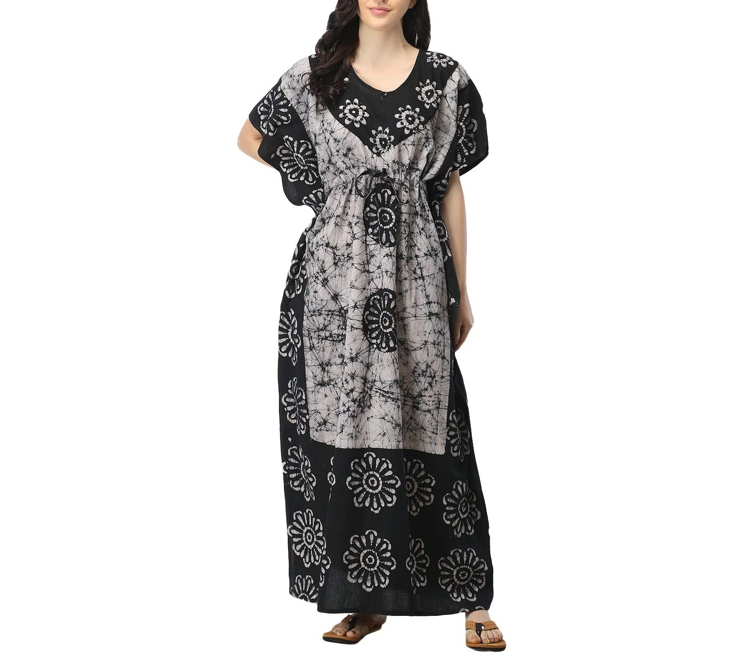 The India's Store Women Batik Kaftan Cotton Night Suit Night Dress Long Caftan Nighty Maxi-picture-41