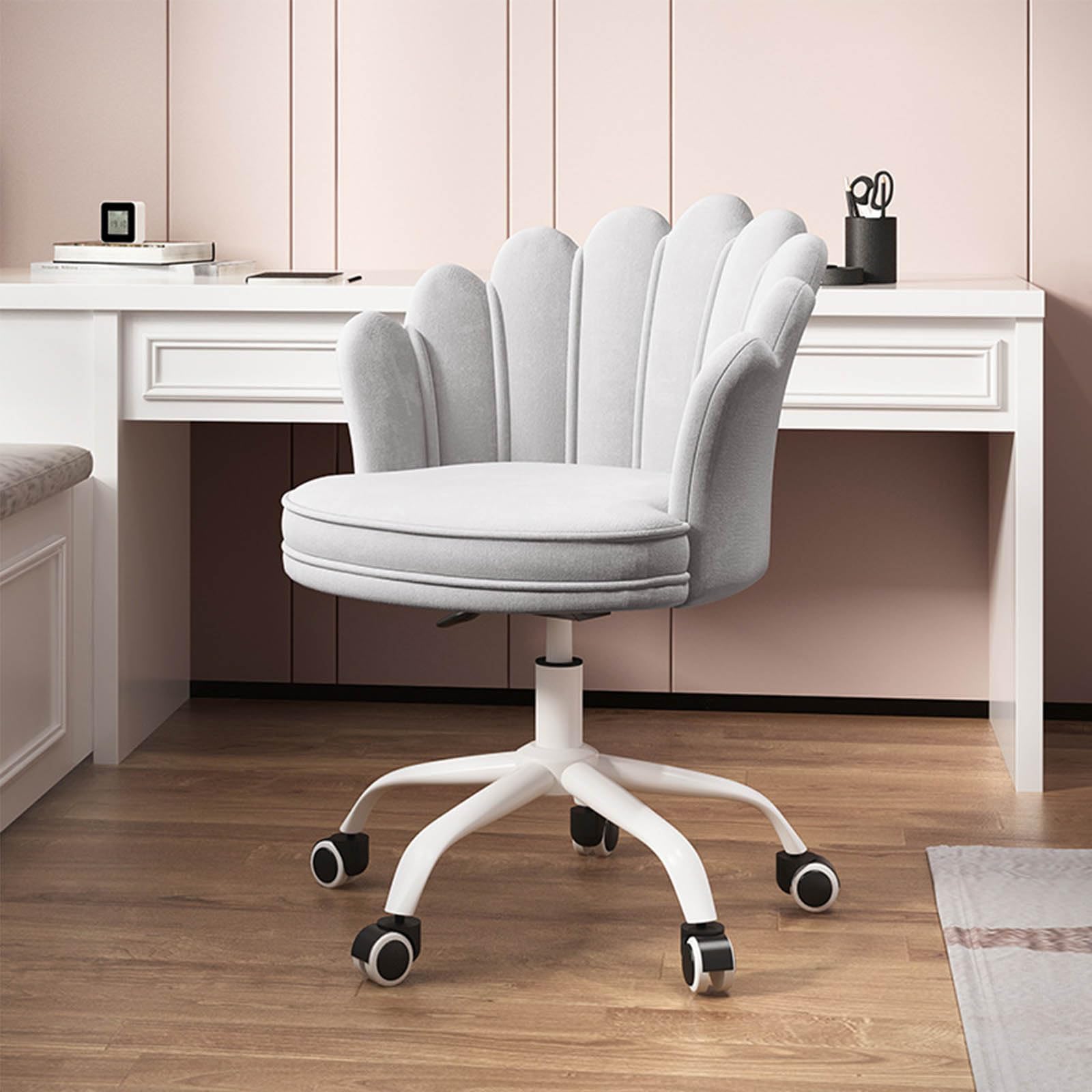 Chaise bureau gain de place velours réglable sans accoudoirs pour petit espace