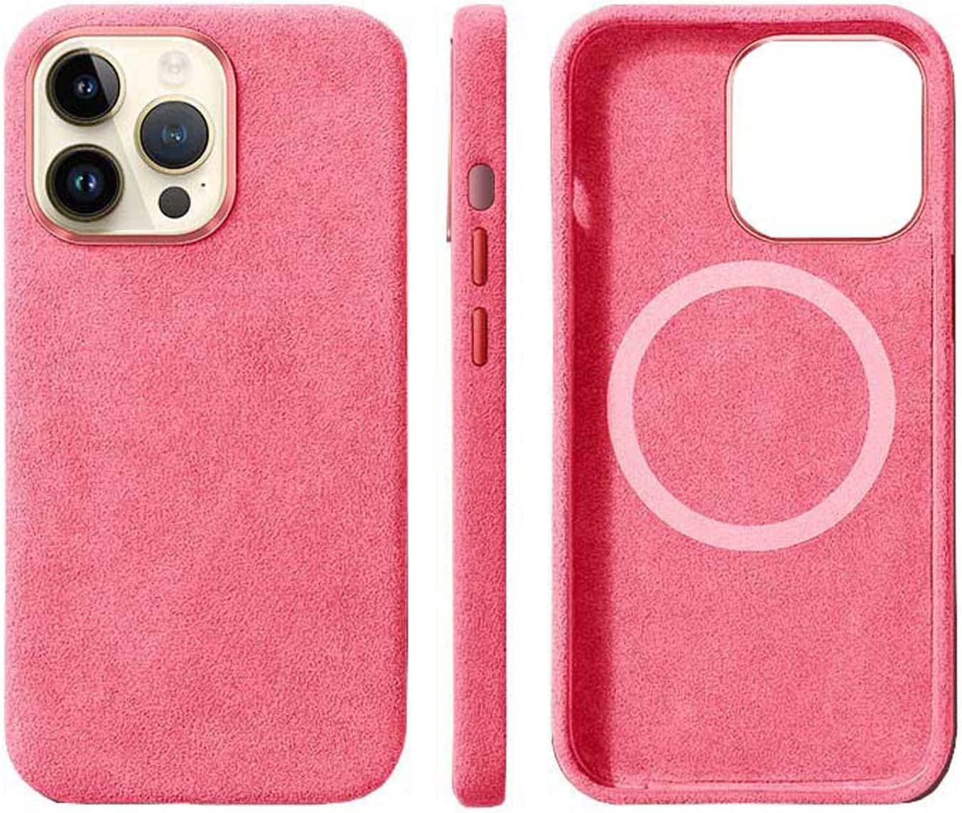 Coque Alcantara rose iPhone 14 Pro évite rayures protection dos - 8