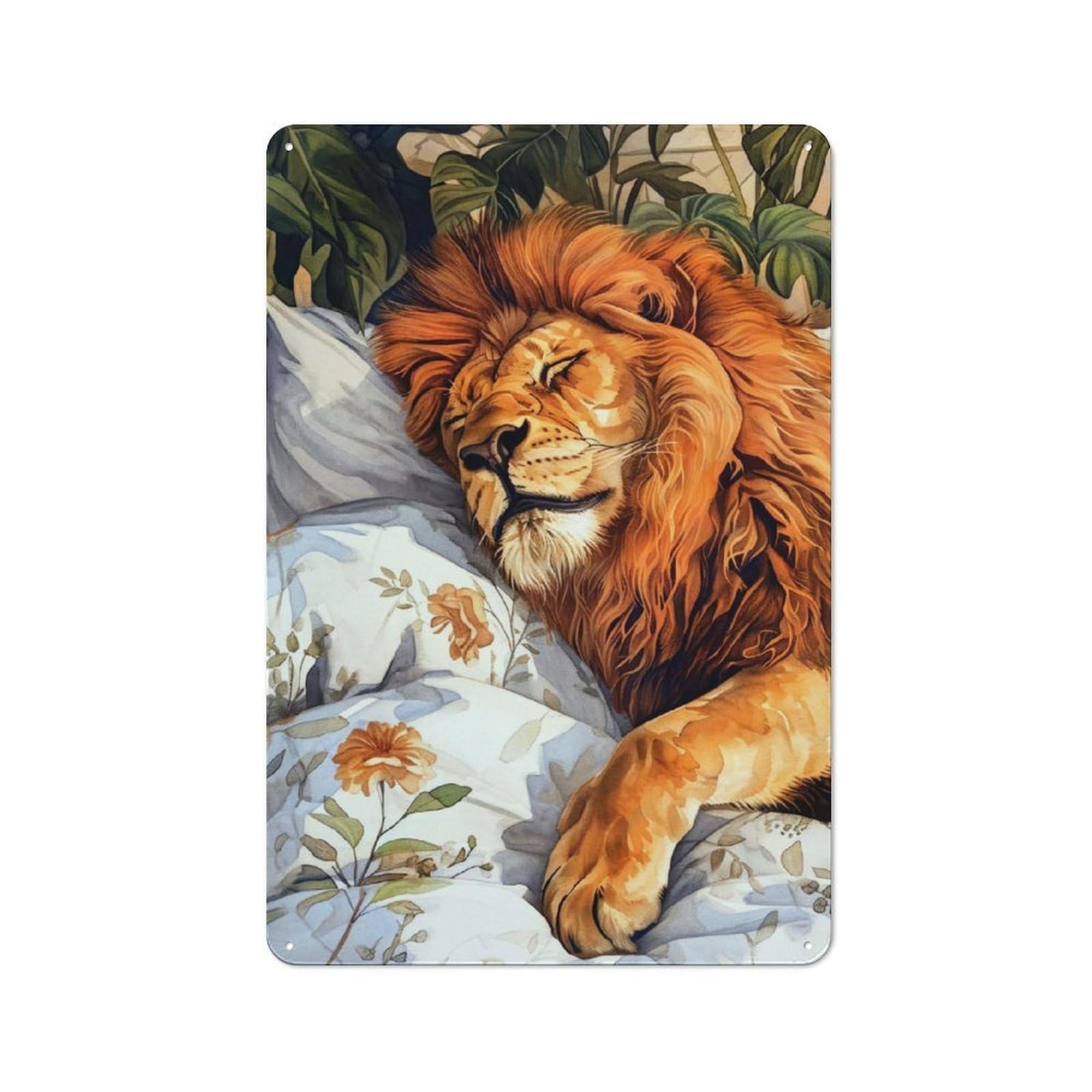 Junmoney Lion Wild Cat Animal Art Metal Plaque 30X20cm With For Garage Wall, Retro Decor, For Garage Decor Collectors Refreshing A Room In Autumn