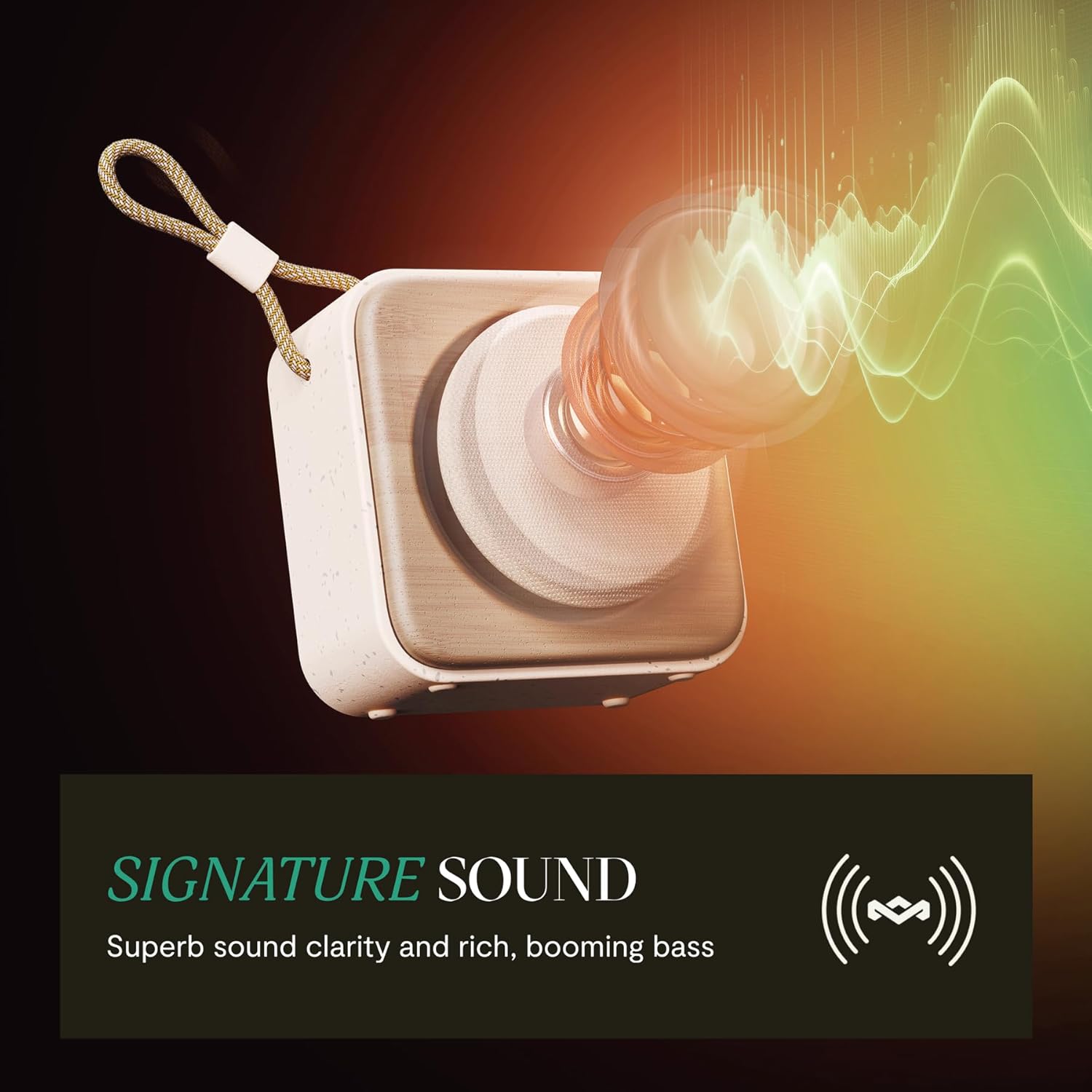 House of Marley Roots Bluetooth Speaker, Portable Wireless, IP67 Waterproof, 10-Hour Playtime, Quick Charge, Party Pair, Bottle Opener, Eco-Friendly, Bamboo Accent (Cream) Great Stocking Stuffer Gift - Image 2