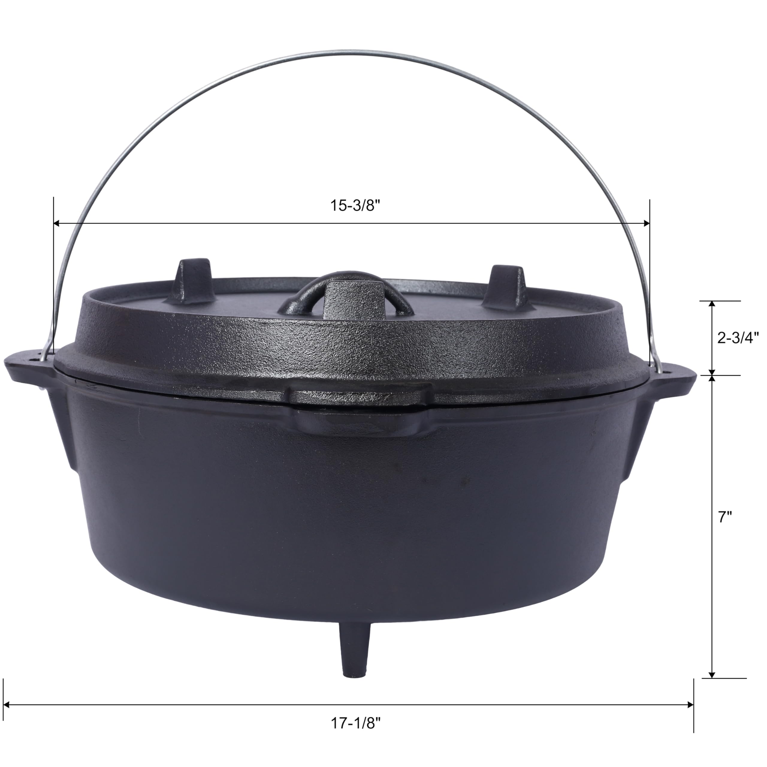 aphrophina Outdoor Cooking with Pre-Seasoned Cast Iron Dutch Oven and Skillet Lid, 12 Quart Capacity for Camping and BBQ