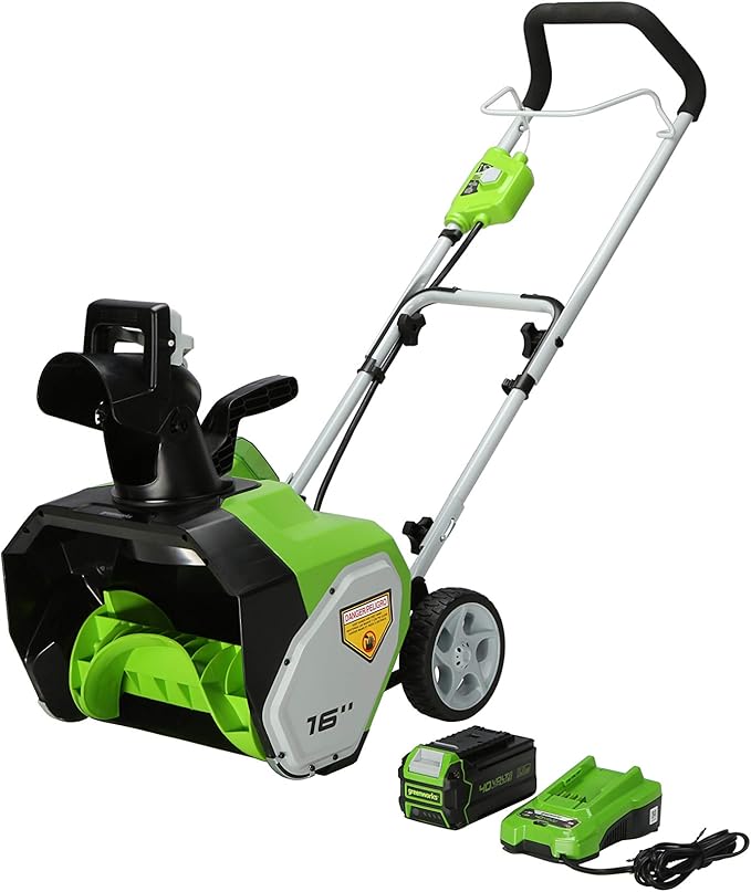 Review Greenworks 40V 16 inch Cordless Snow Thrower, 5Ah Battery and