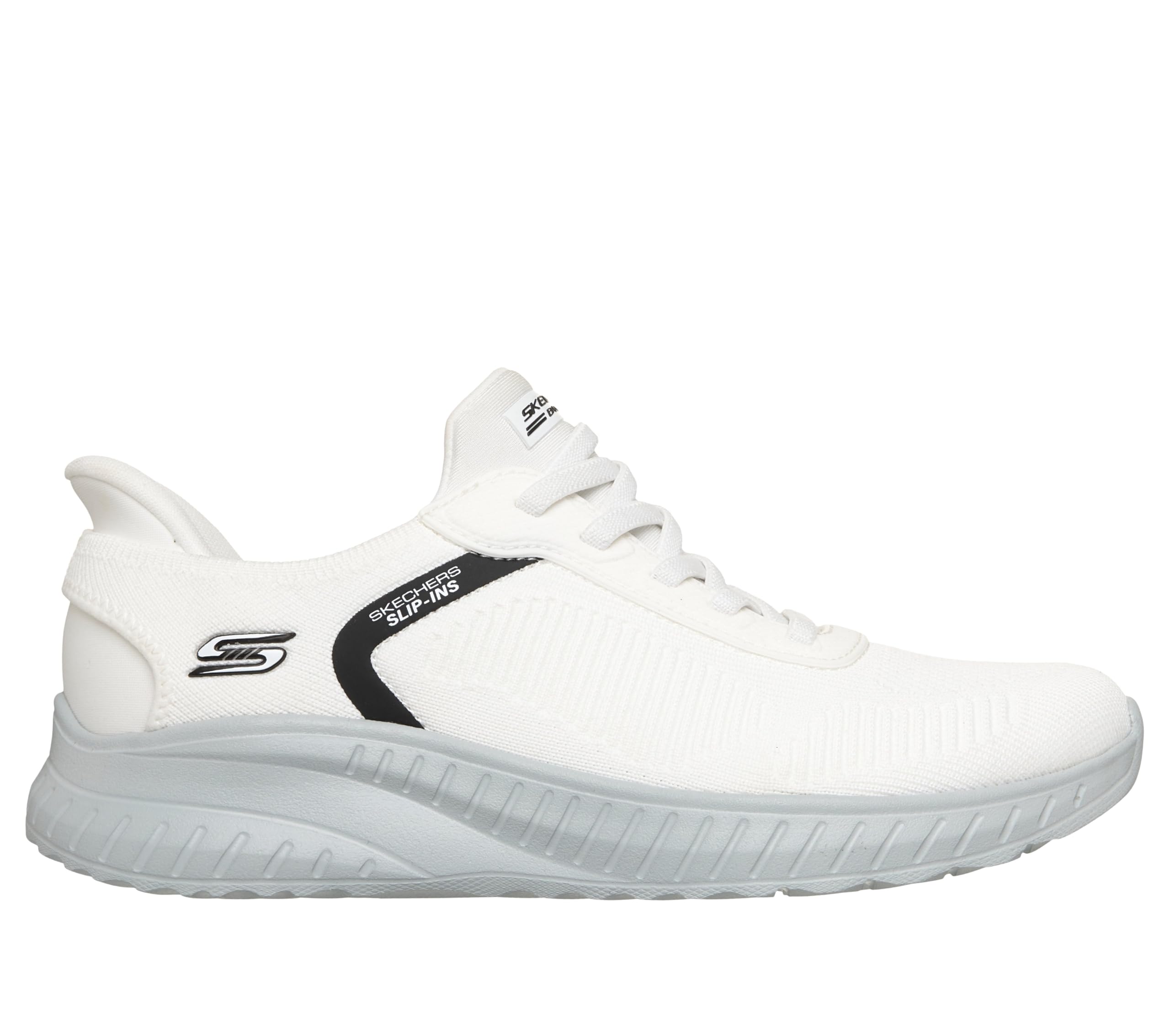 Skechers - Zapatos de Manos Libres para Mujer: Bobs Sport Squad Chaos - Current Muse, Blanco/Gris., 8