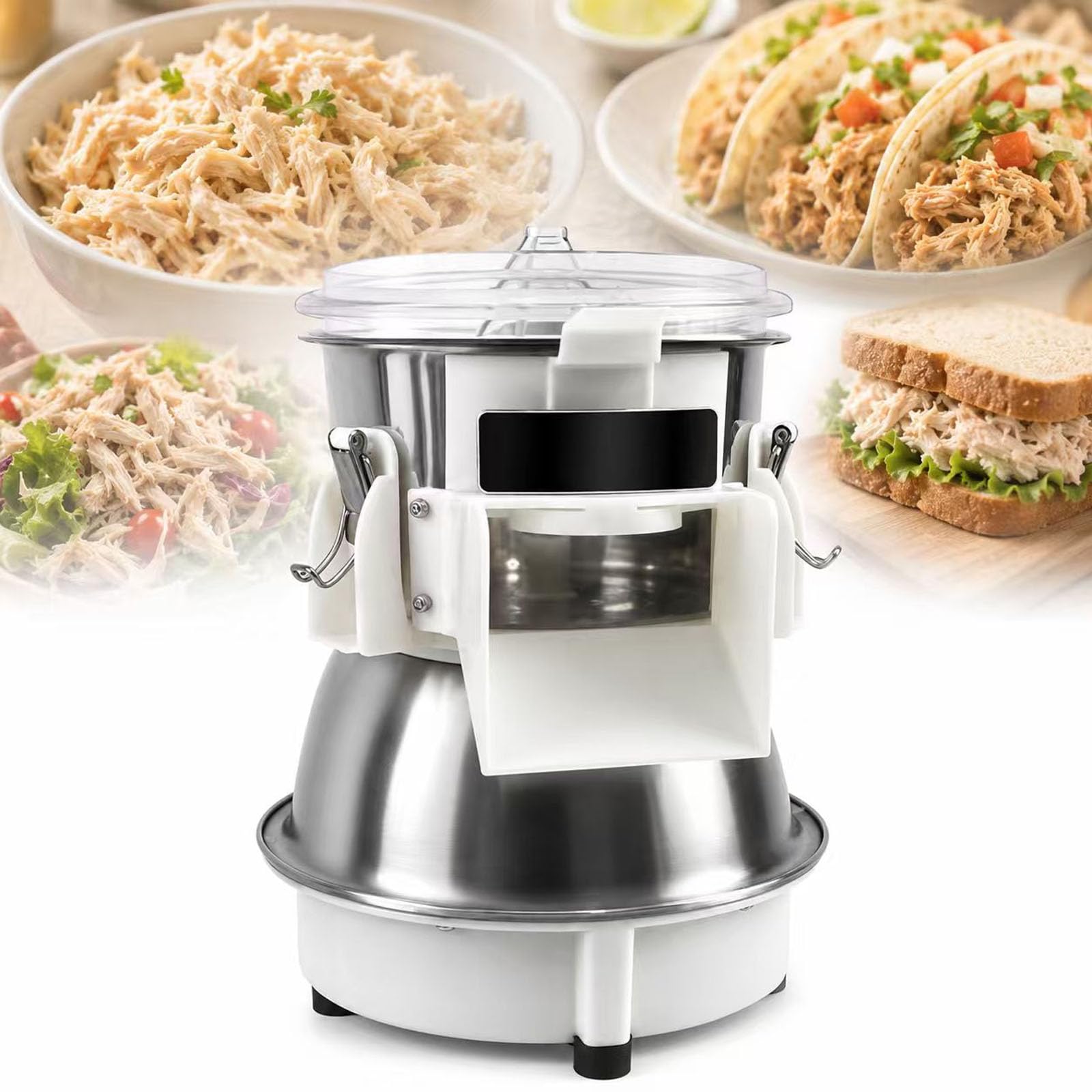 Vhewq Automatic Chicken Crusher, Commercial Pork Floss Machine, Visible Operation, Electric Stainless Steel Chicken Shredding Tool, For Cooked Chicken Breasts, Beef, Home Restaurant Kitchen