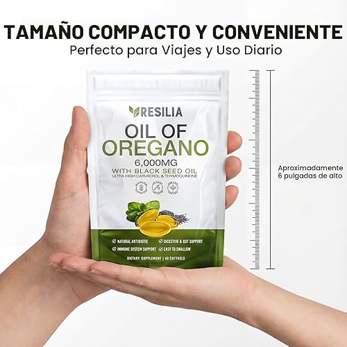 Miniatura 2 de Cápsulas blandas Resilia con aceite de semilla negra de 6000 mg – Cápsulas de aceite de orégano orgánico para apoyo inmunológico y digestivo