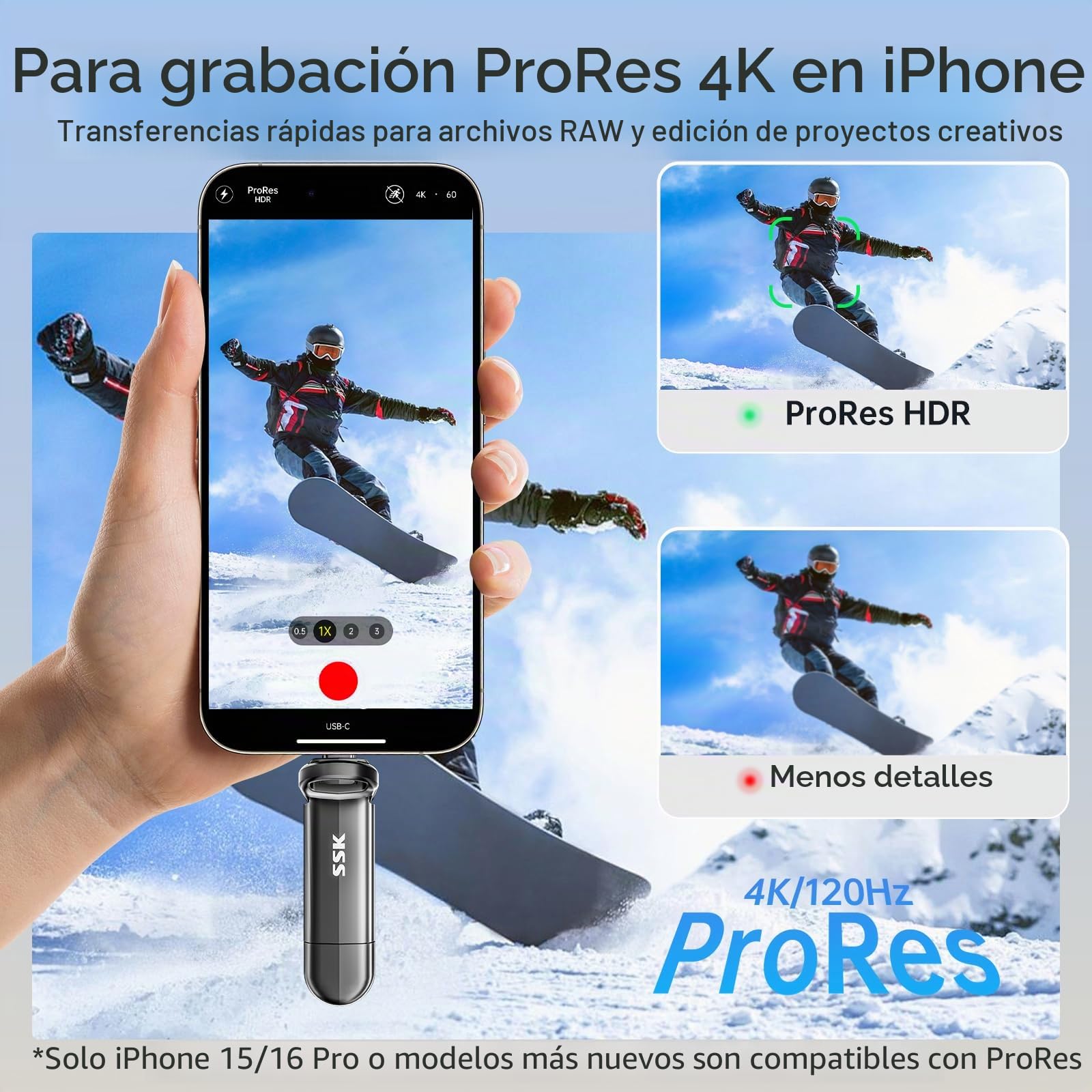 SSK Unidad Externa SSD de 1 TB hasta 1000 MB/s, Unidades de Estado sólido externas Tipo C+USB A Disco Duro SSD USB 3.2 Gen 2 para iPhone 15/PS4/teléfono Android/Tableta/Windows/Mac
