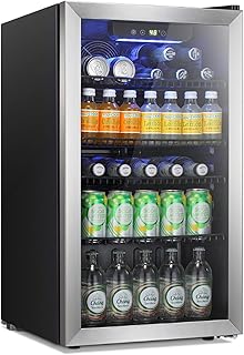 Antarctic Star Beverage Refrigerator Cooler -120 Can Mini Fridge Glass Door for Soda Beer or Wine Constant Glass Door Smal...