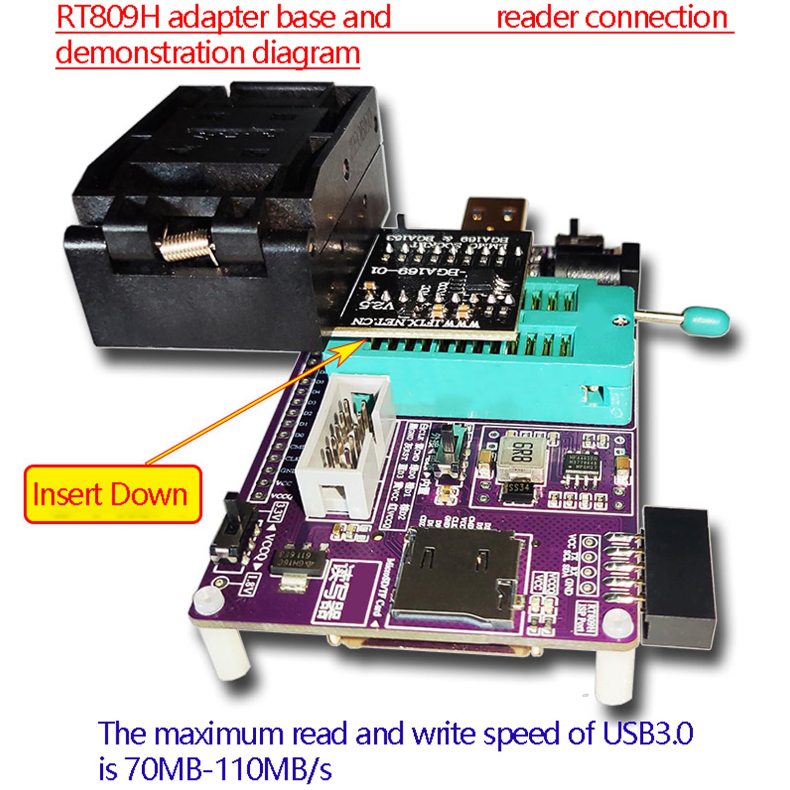 EMMC - Dispositivo di imaging con adattatore USB 3.0, supporto 809H per una programmazione efficiente dei chip e un programmatore portatile di backup