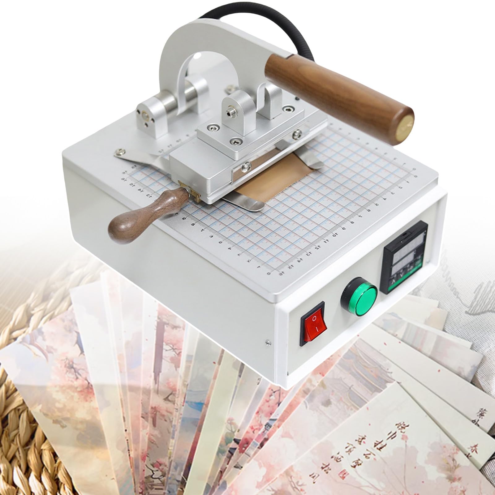 SENJINGHUA Embossing Hot Foil Stamping Machine, Hot Foil Stamping Machine Letters, Made with Safe Alloy Electroplated Metal and Black Walnut Wood,220V