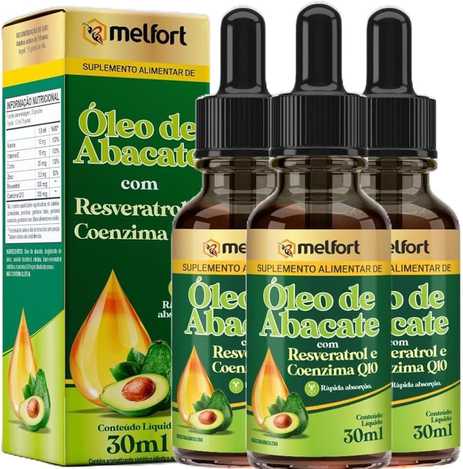 3 Óleo De Abacate Com Coenzima Q10 + Resveratrol + Niacina