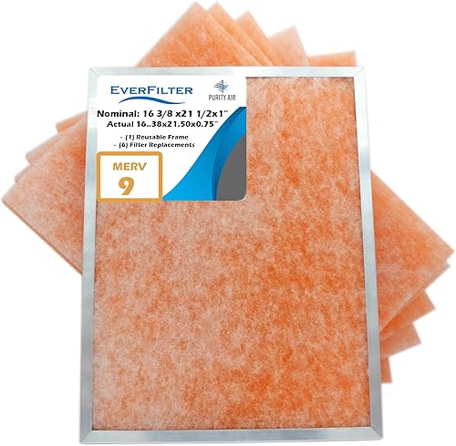 Filtro de aire MERV 9 de 16 38 x 21 12 x 1 (paquete de 6) de reemplazo de medios de filtro, filtros de aire para horno de CA HVAC, marco de filtro