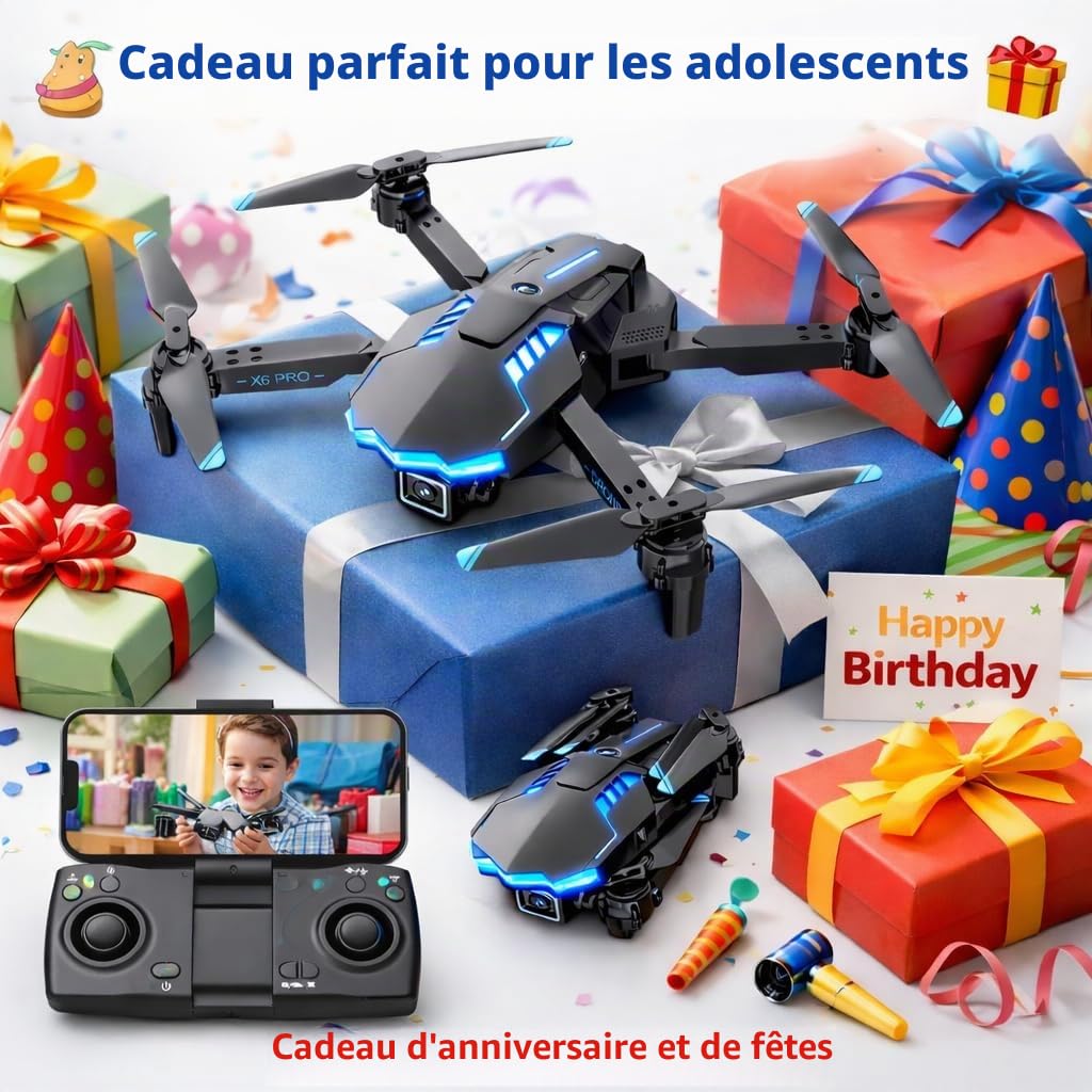 Drone avec Camera 1080P pour Enfant et Debutant, Jouet Cadeau pour Enfant