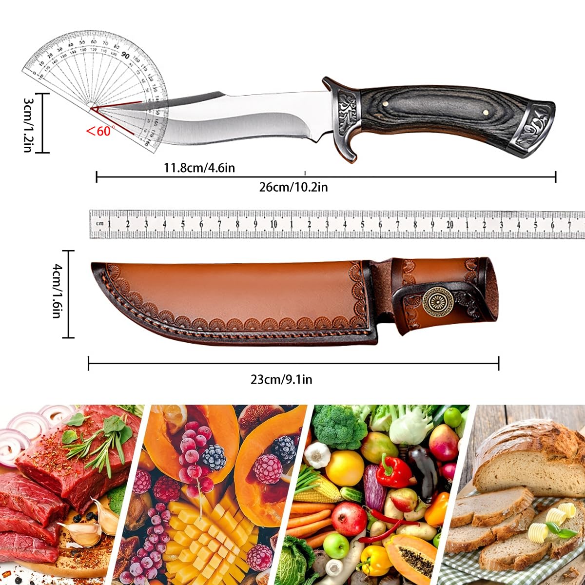 Generisch Outdoor Messer, Survival Messer mit Hülle Festmesser, Dschungelmesser, Männer, Camping, Angeln, Wandern, Abenteuer