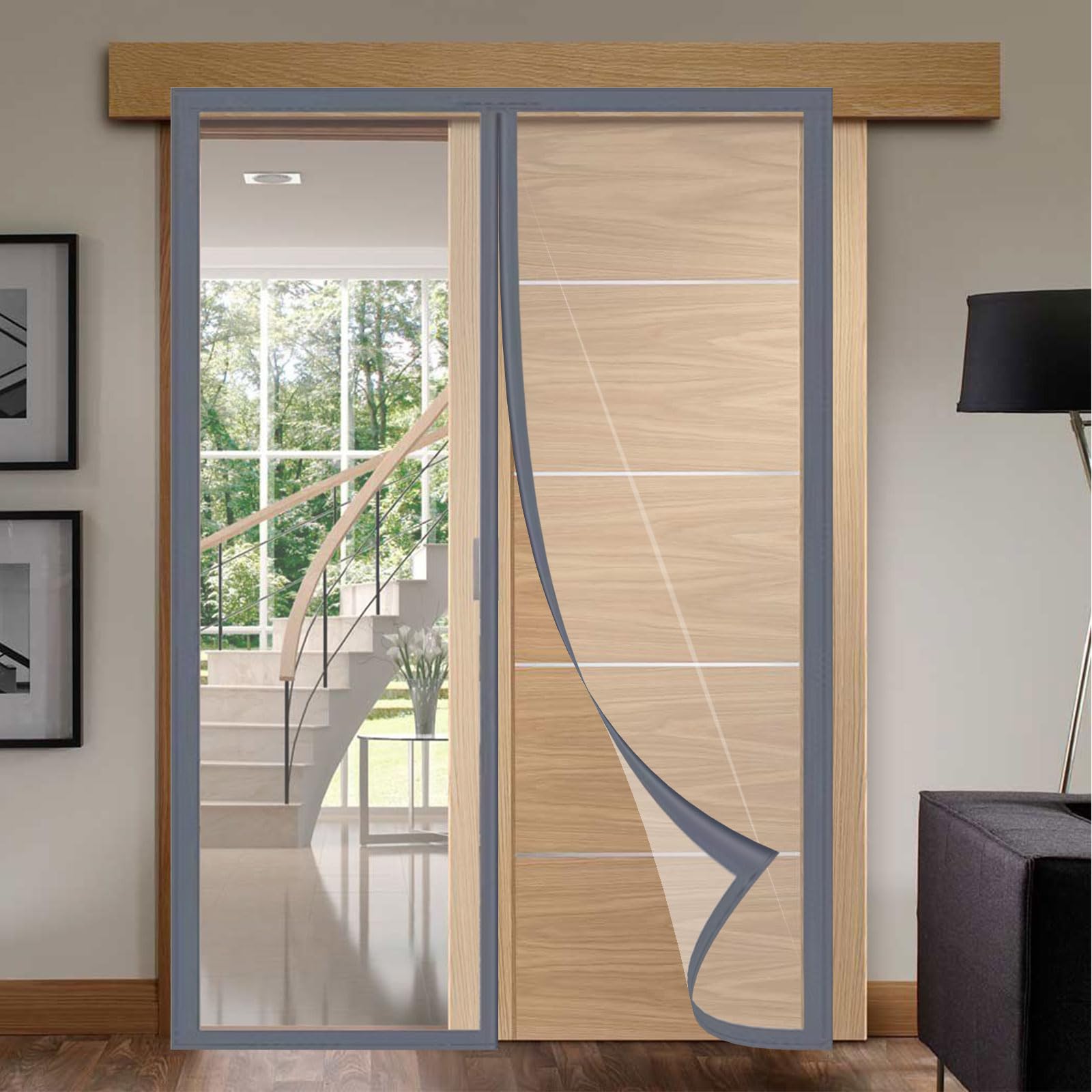 Rideau isolation thermique magnétique pour porte de chambre et accès terrasse