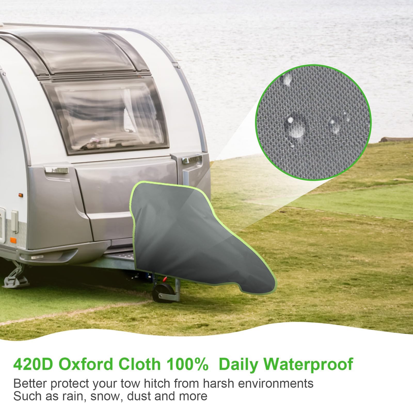 URAQT Traino Coperture per Rimorchi, Copertura Gancio Traino con Finiture Riflettenti, 94*65CM Universale Copertura Roulotte Impermeabile Protezione Solare Antipolvere per Roulotte, Camper, Rimorchi