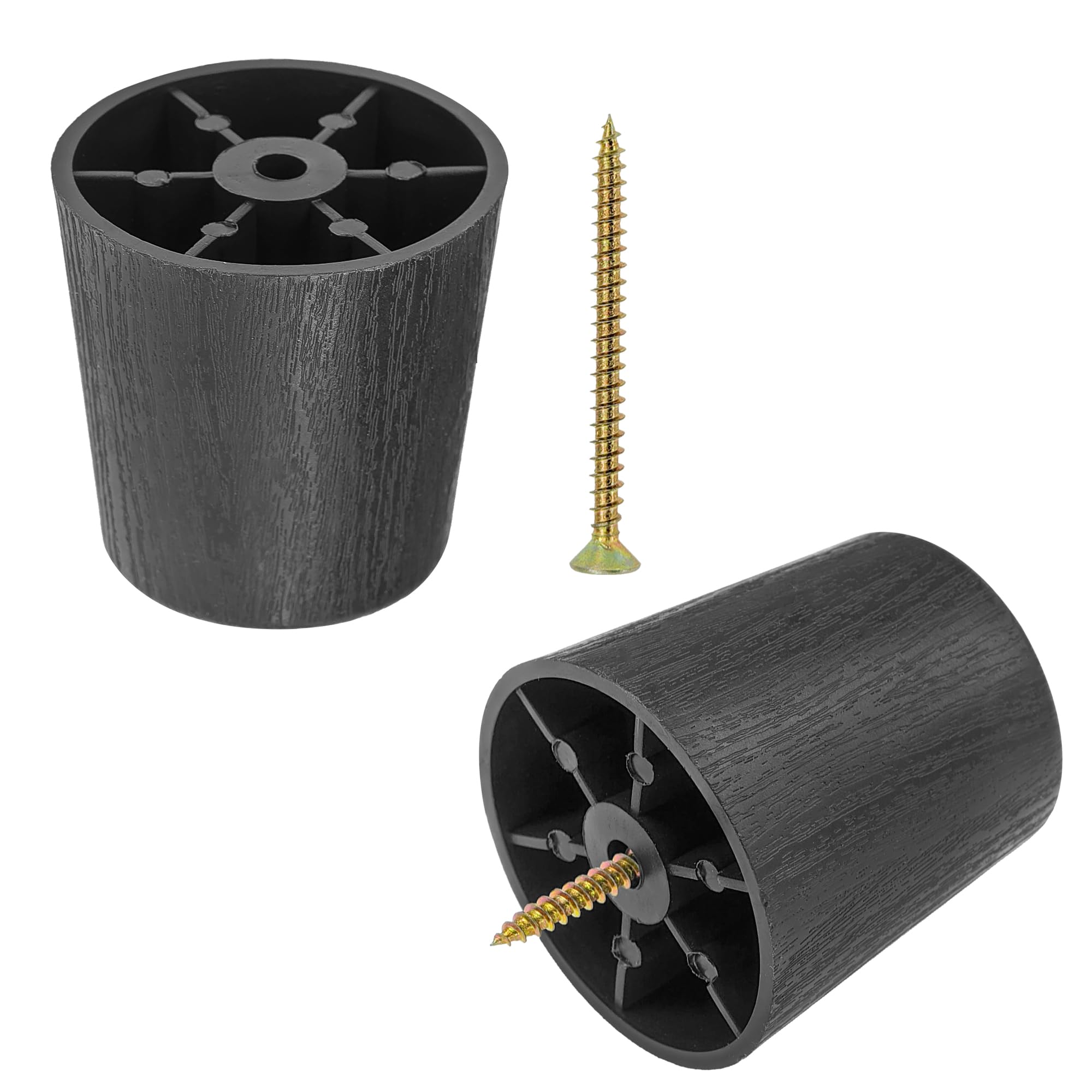 8 Pcs Plastic Furniture Feet (with Screws), Black Chair Leg Protectors, Sofa Leg Pads (50×40×50mm)