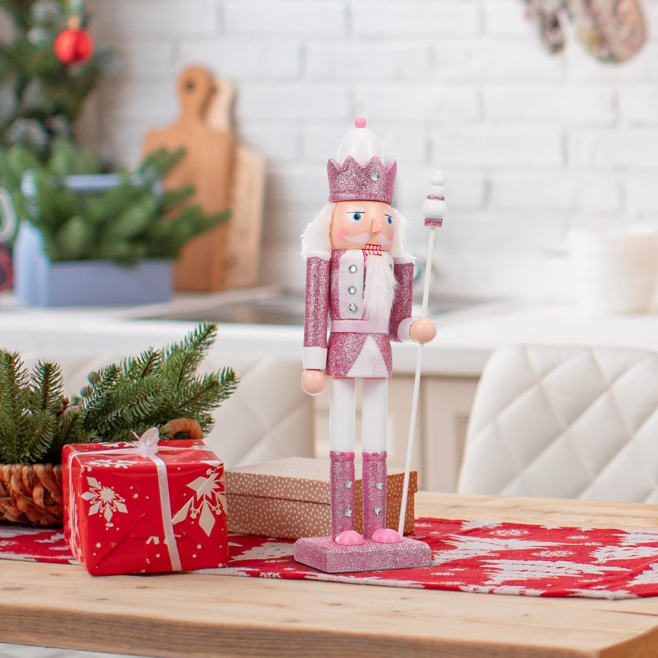 POPETPOP Weihnachten Nussknacker Soldat Figur Dekorationen: Holz Weihnachten Nussknacker - Mini Soldat Figuren für Tisch Arbeitsplatte Kamin Fensterbank