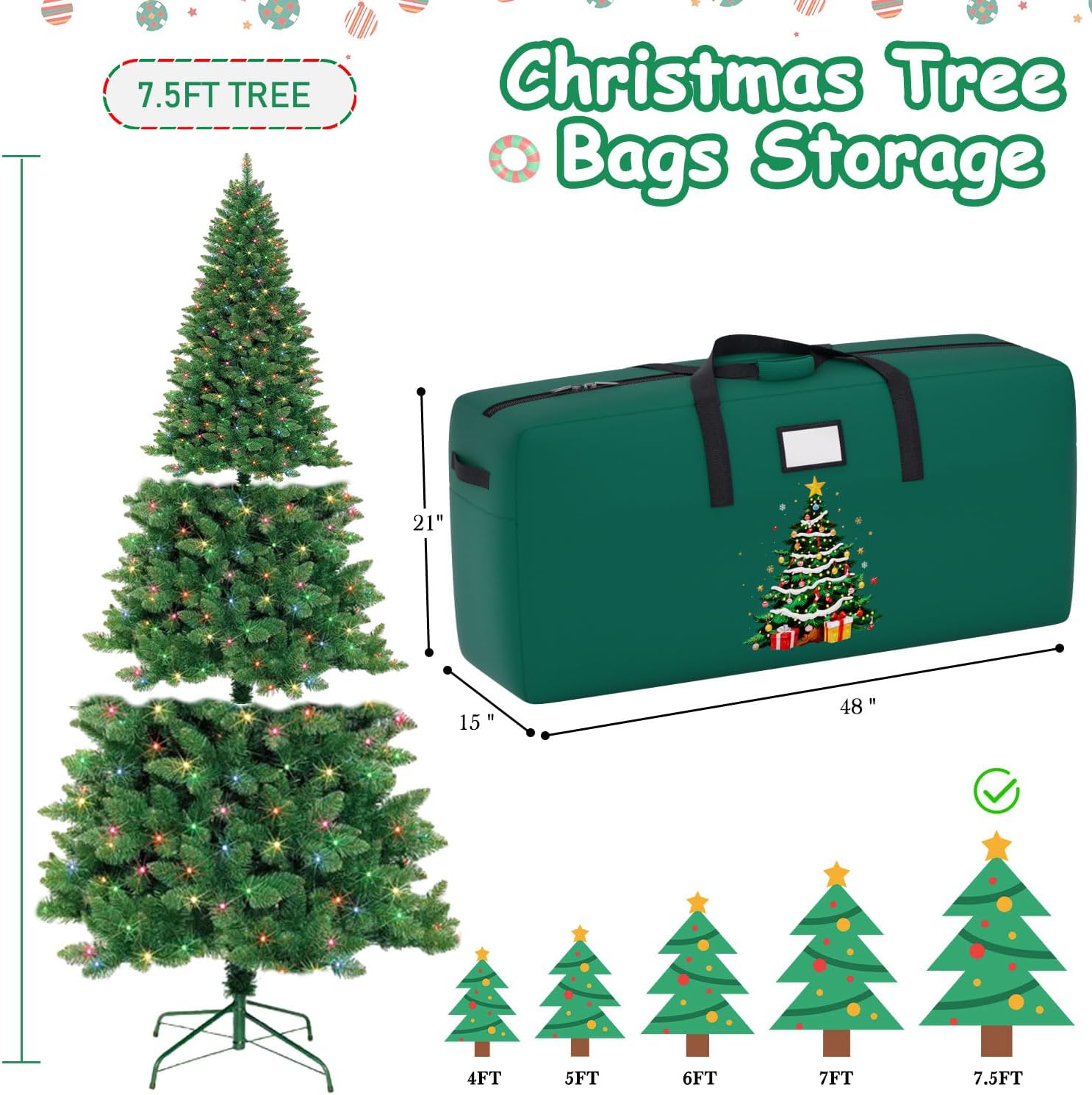 Christmas Tree Skirt Christmas Tree Storage Bag Bundle (21 Inches，Fit up to 7.5 FT Trees) Tree Skirt Pink Christmas Decor Artificial Christmas Tree Bag for Holiday Storage