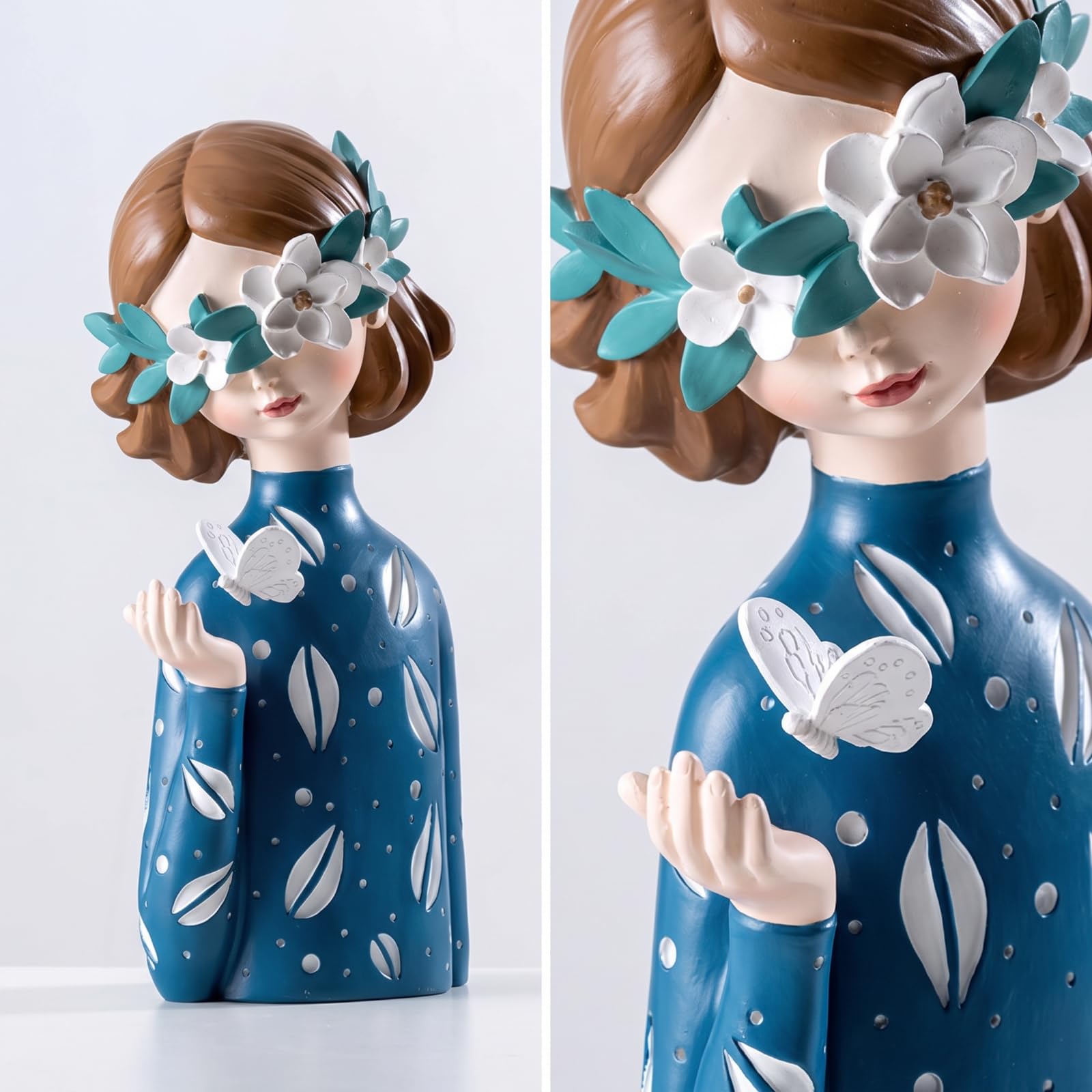 Baoblaze Busto Niña Elegante Figura Resina | Busto con, Artística, Estatua, para Dormitorio,