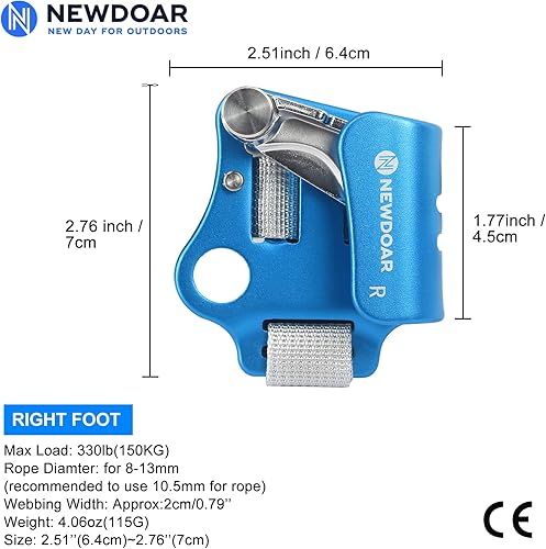 Miniatura 20 de NewDoar Pie Ascender Riser Escalada Alpinismo Equipo de Escalada Dispositivo de Escalada Izquierda Negro