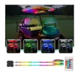 Battery Powered Golf Cart Canopy Lights, 2 Pcs 47.25 Inches Multicolor Golf Cart Roof Light with Remote, IP68 Fully Waterproof Golf Carts Underglow Led Strip Lights for EZGO Yamaha Club Car Boat